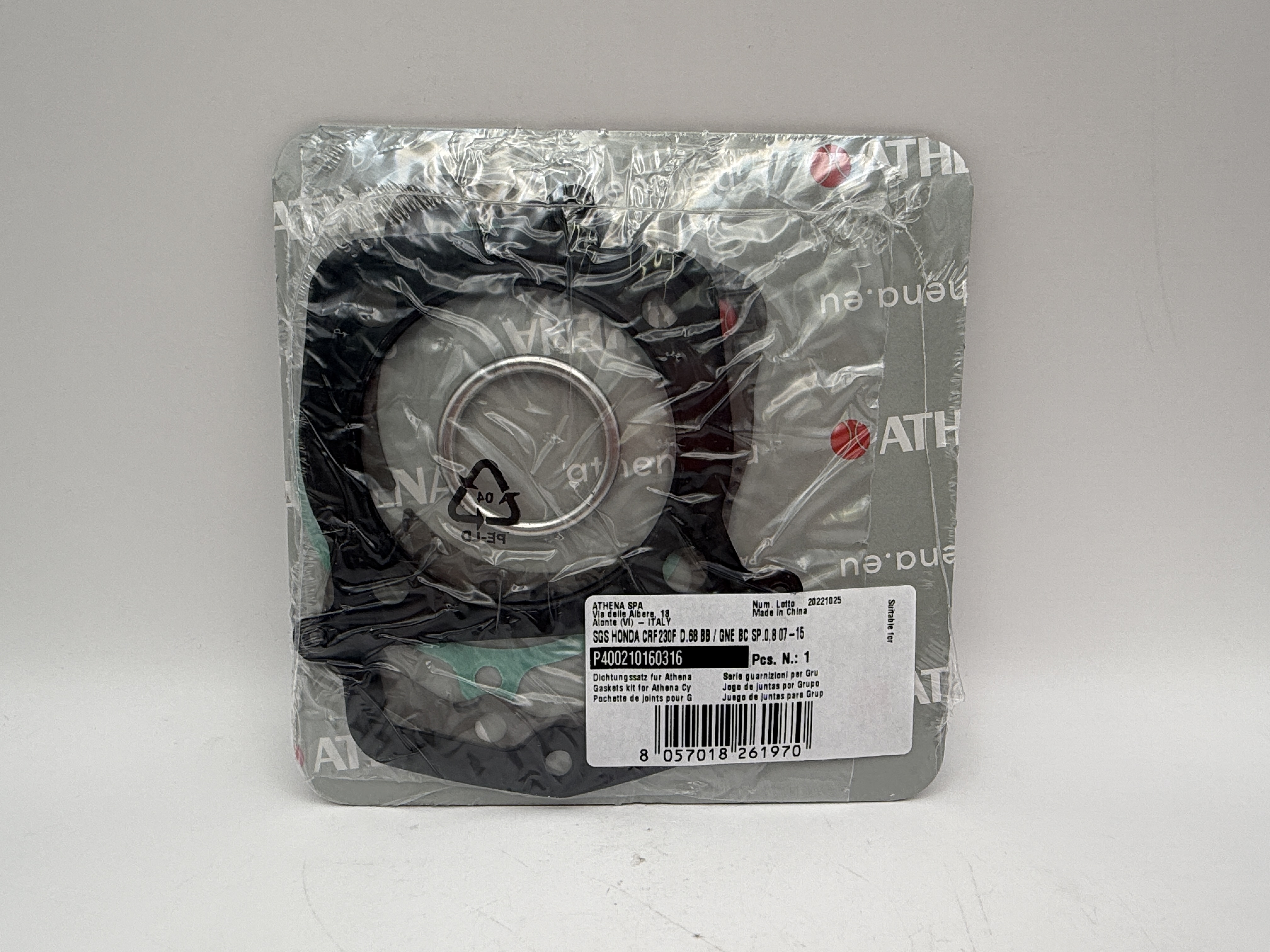 Athena Big Bore Top Gasket Set 67.00mm (+1.50mm) Honda CRF230F 07-16 (235cc) (Fits: 121450AI)