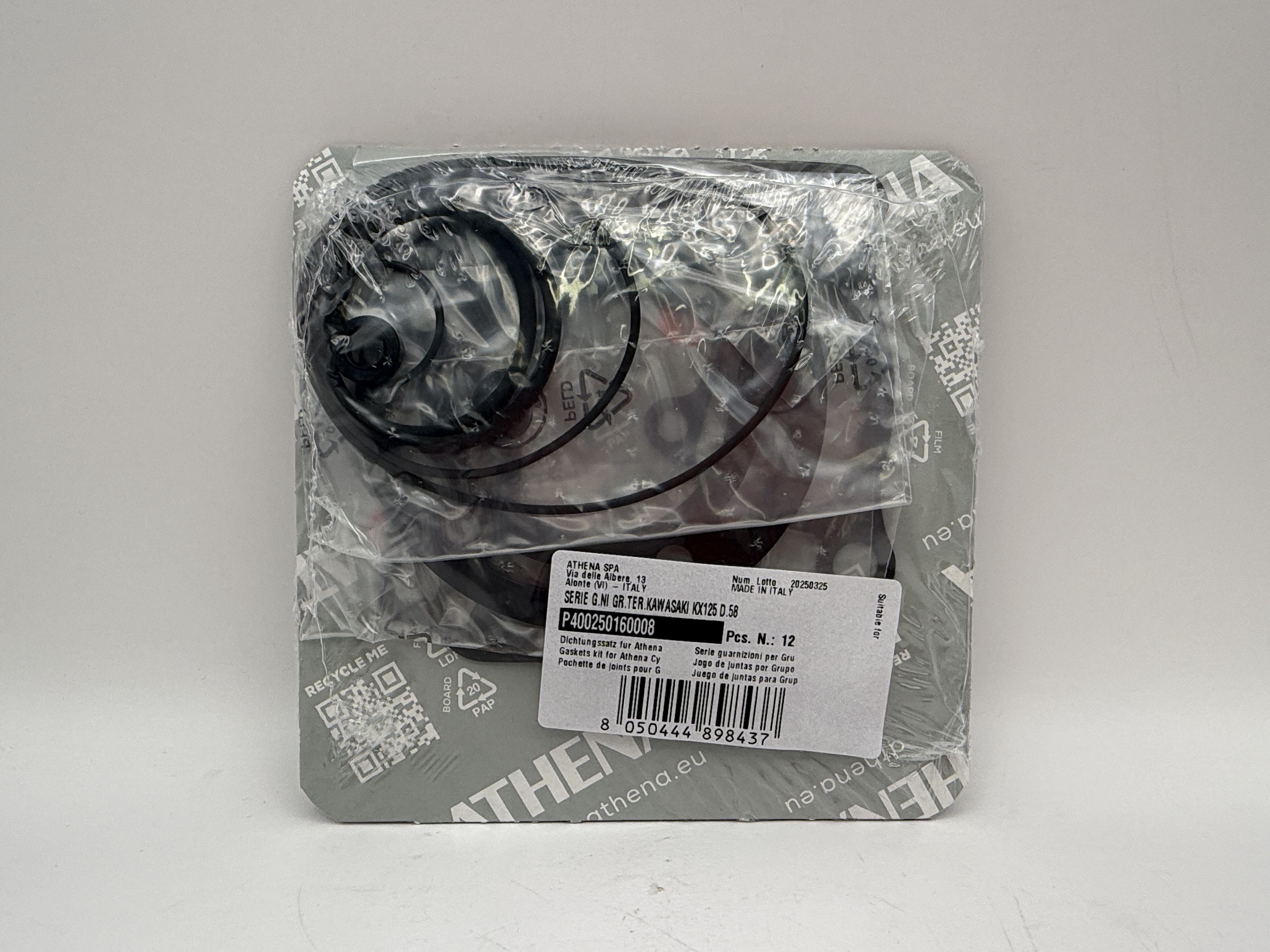 Athena Big Bore Top Gasket Set 58.00mm (+4.00mm) Kawasaki KX125 03-07 (144cc) (Fits: 122300AN)