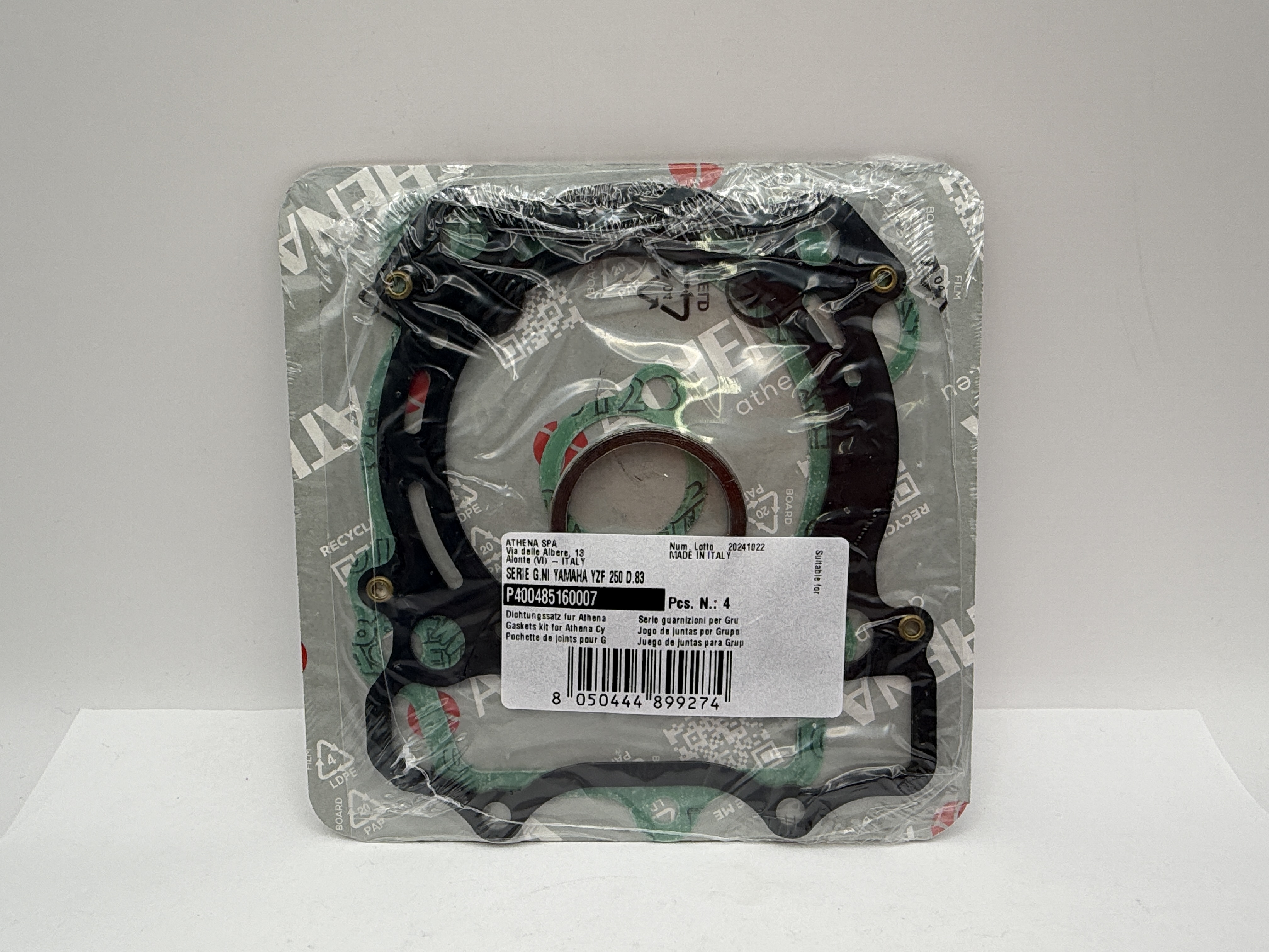 Athena Big Bore Top Gasket Set 83.00mm (+6.00mm) Yamaha YZ250F 01-13, WR250F 01-12 (290cc) (Fits: 124575AR, 124576AR)