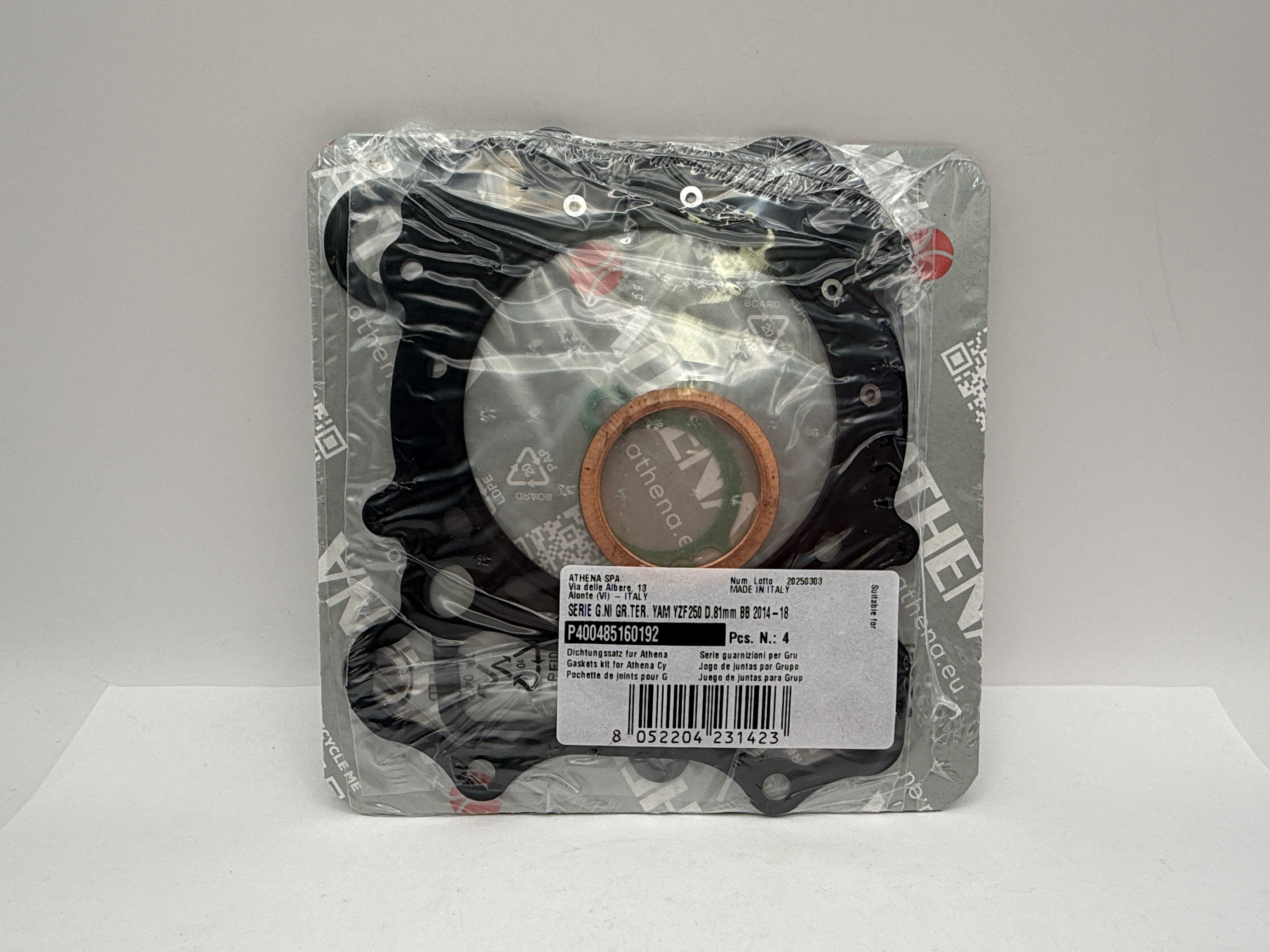 Athena Big Bore Top Gasket Set 81.00mm (+4.00mm) Yamaha YZ250F 14-18 (276cc) (Fits: 124578AN)