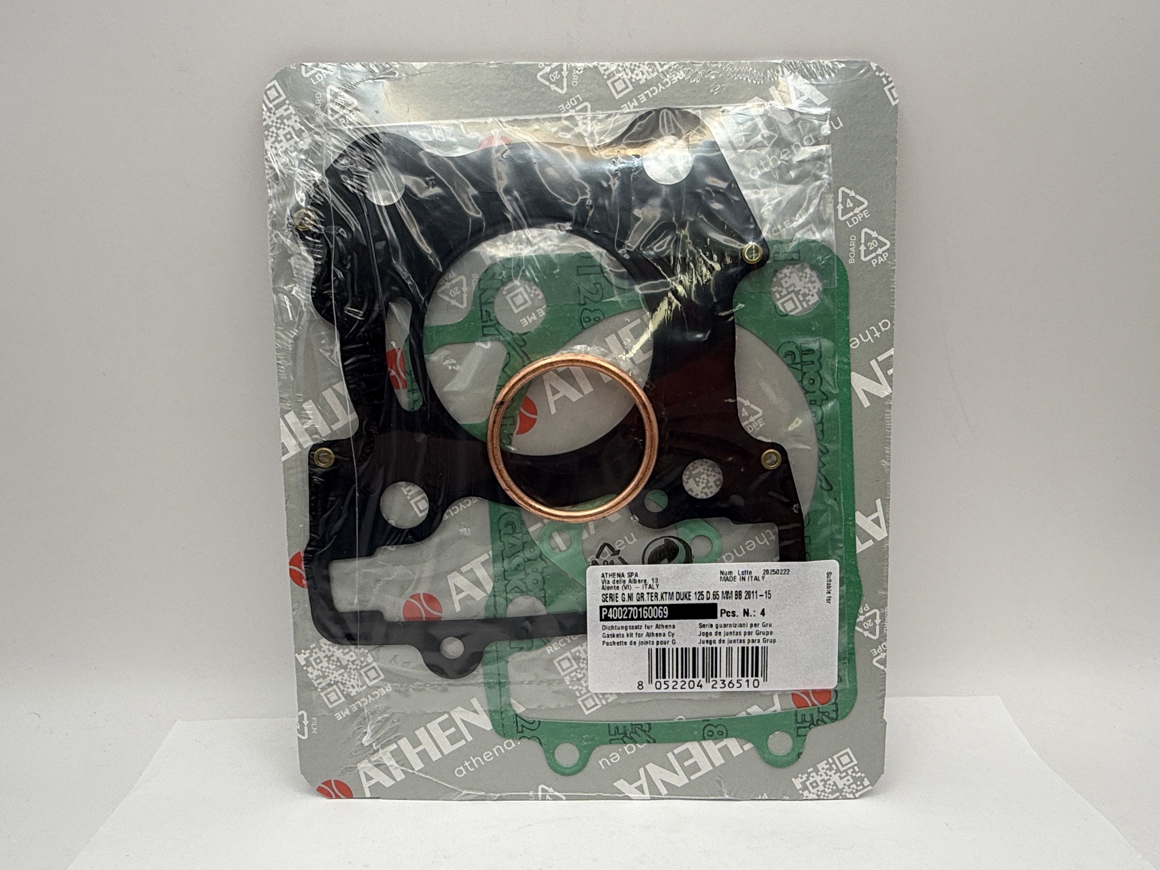 Athena Big Bore Top Gasket Set 65.00mm (+7.00mm) KTM Duke 125 10-15 (160cc) (Fits: 125468AT)