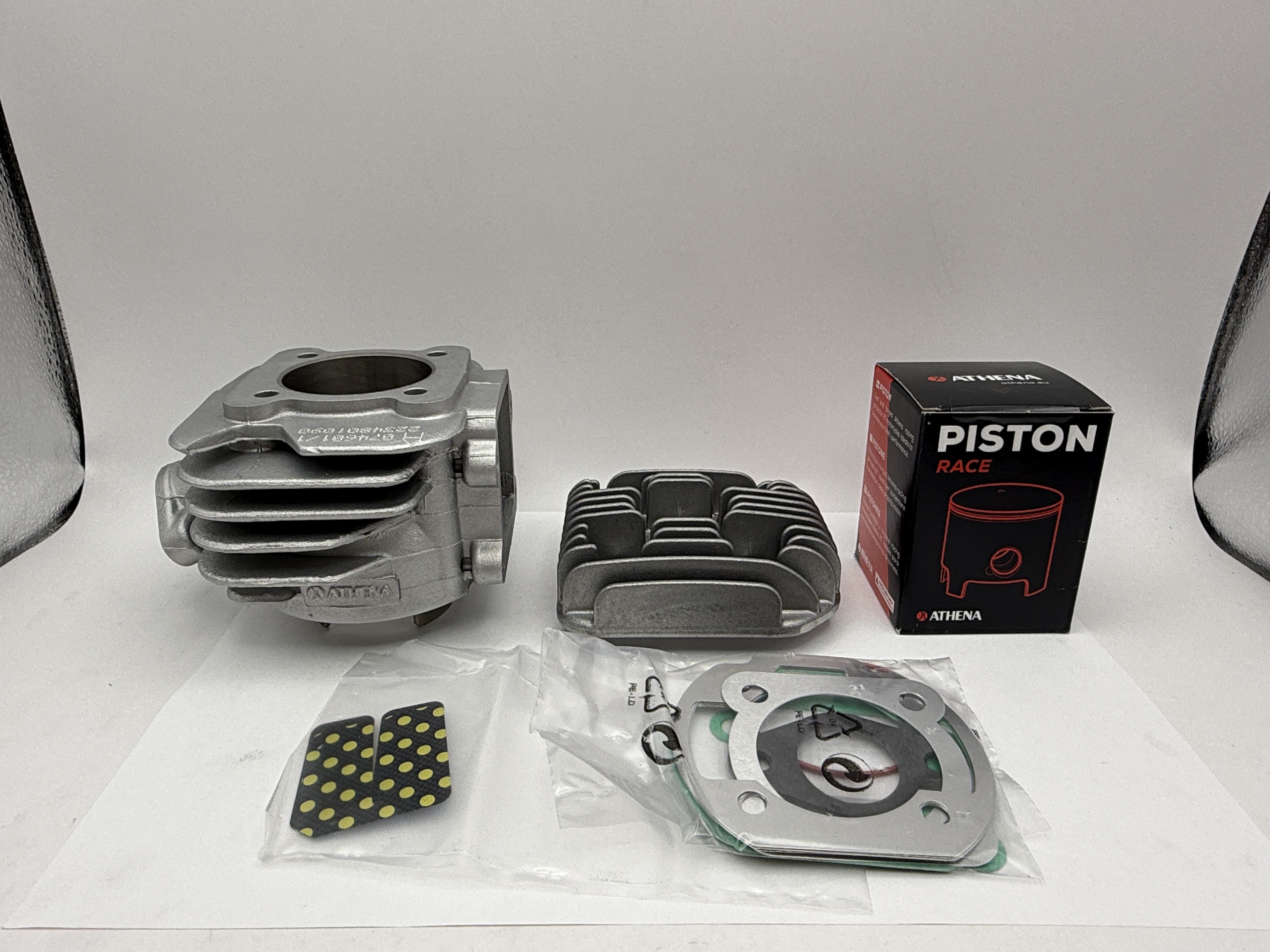 Athena Big Bore Cylinder Kit 47.60mm (+7.60mm) With Top Set, Piston, Head, Reeds Yamaha BW's 50 97-16, CW50 95-03, EW50 Slider 00-02, Aprilia SR50 1994, Amico 50 96-98, Italjet Models, MBK Models (80cc) (12mm Pin) (For Use With Long Stroke Con Rod)