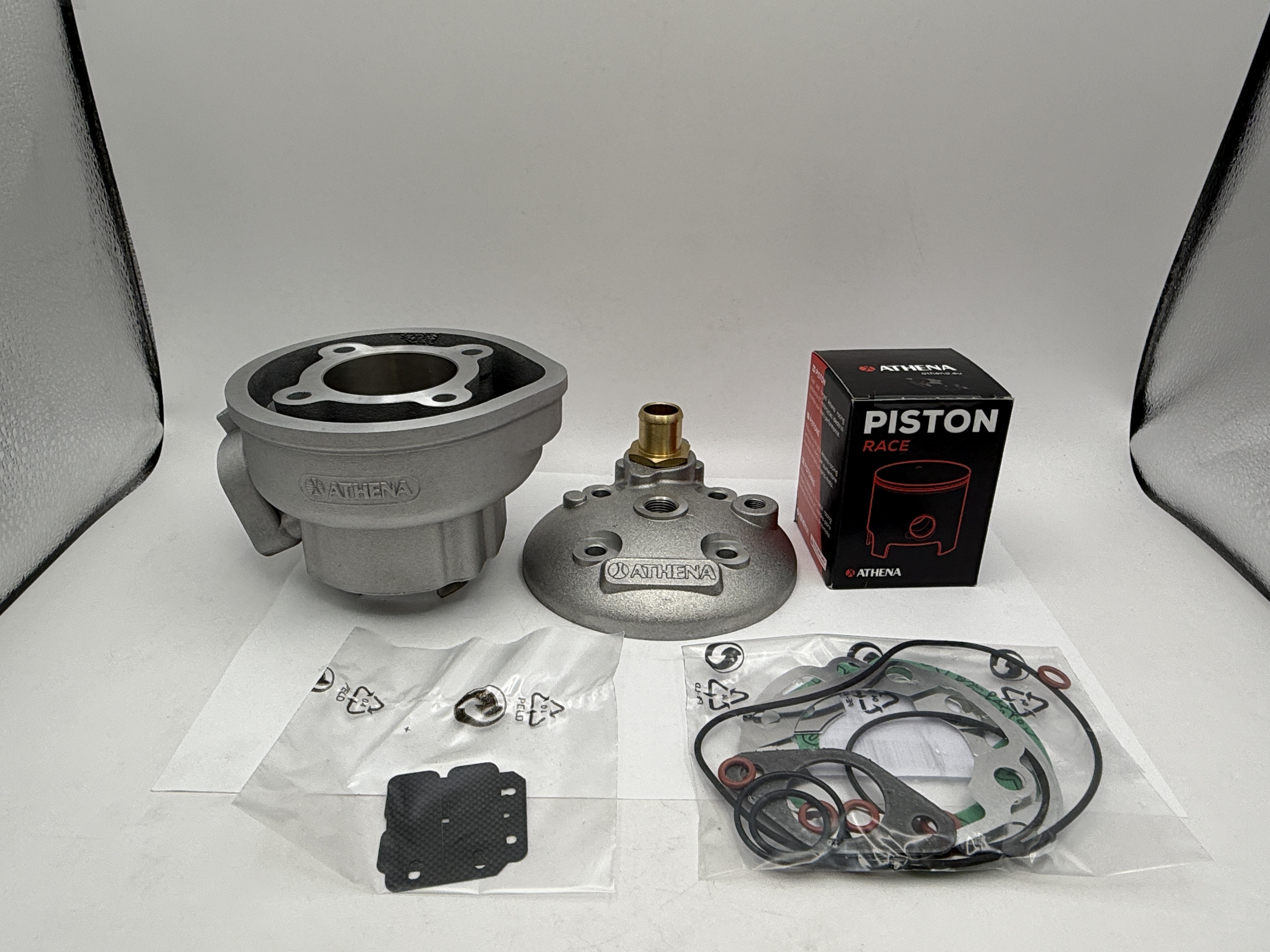 Athena Big Bore Cylinder Kit 47.60mm (+7.60mm) With Top Set, Piston, Head, Reeds Yamaha YQ50 Aerox 97-12, Aprilia SR50 94-00, Area 51 98-00, Malaguti F12 94-02, F12R 07-10, F15 96-03 (80cc) (For Use With Long Stroke Con Rod)