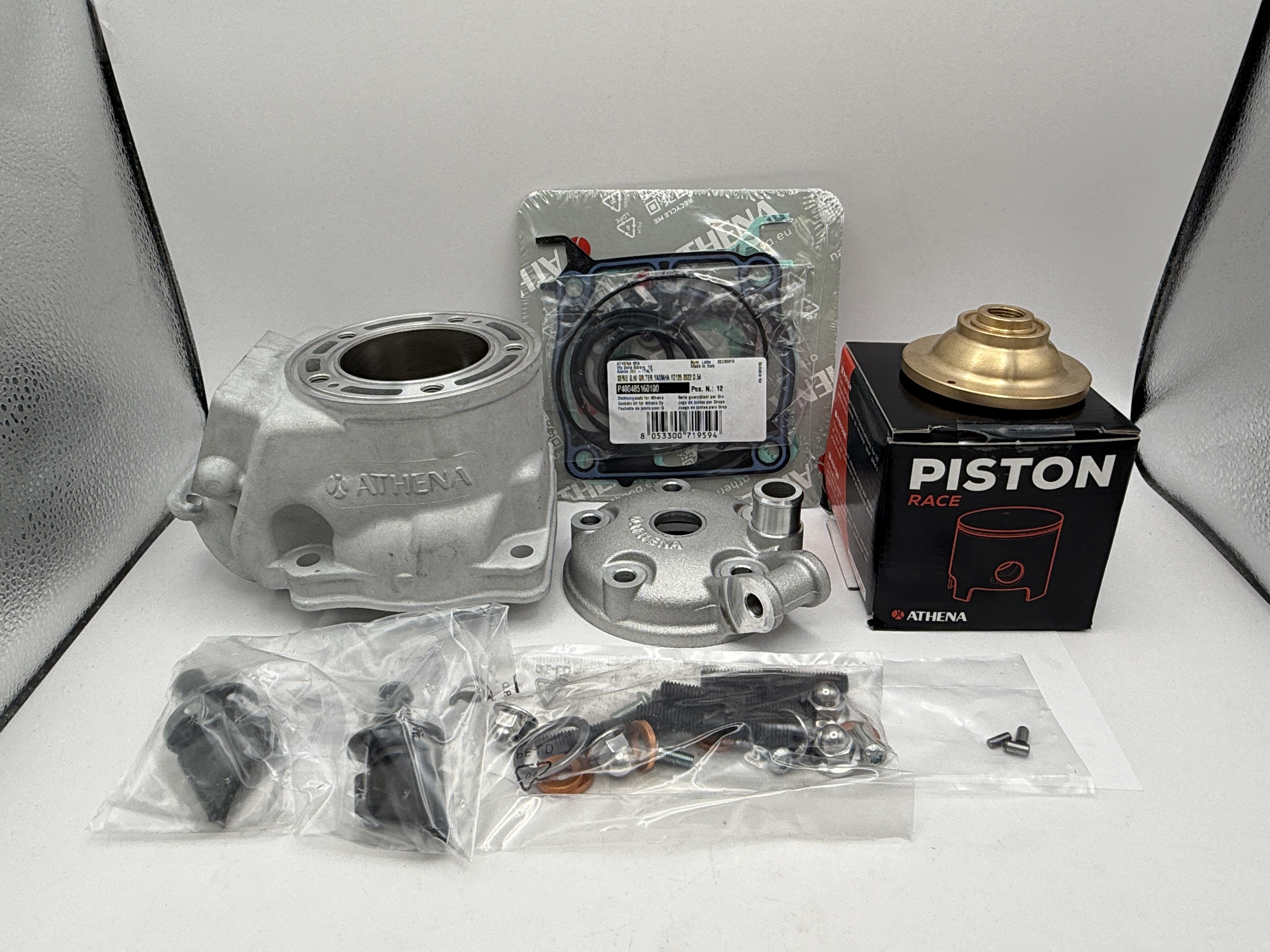 Athena Big Bore Cylinder Kit 58.00mm (+4.00mm) Top Set,Piston,Head,Power Valve Yamaha YZ125 22-24 (144cc)