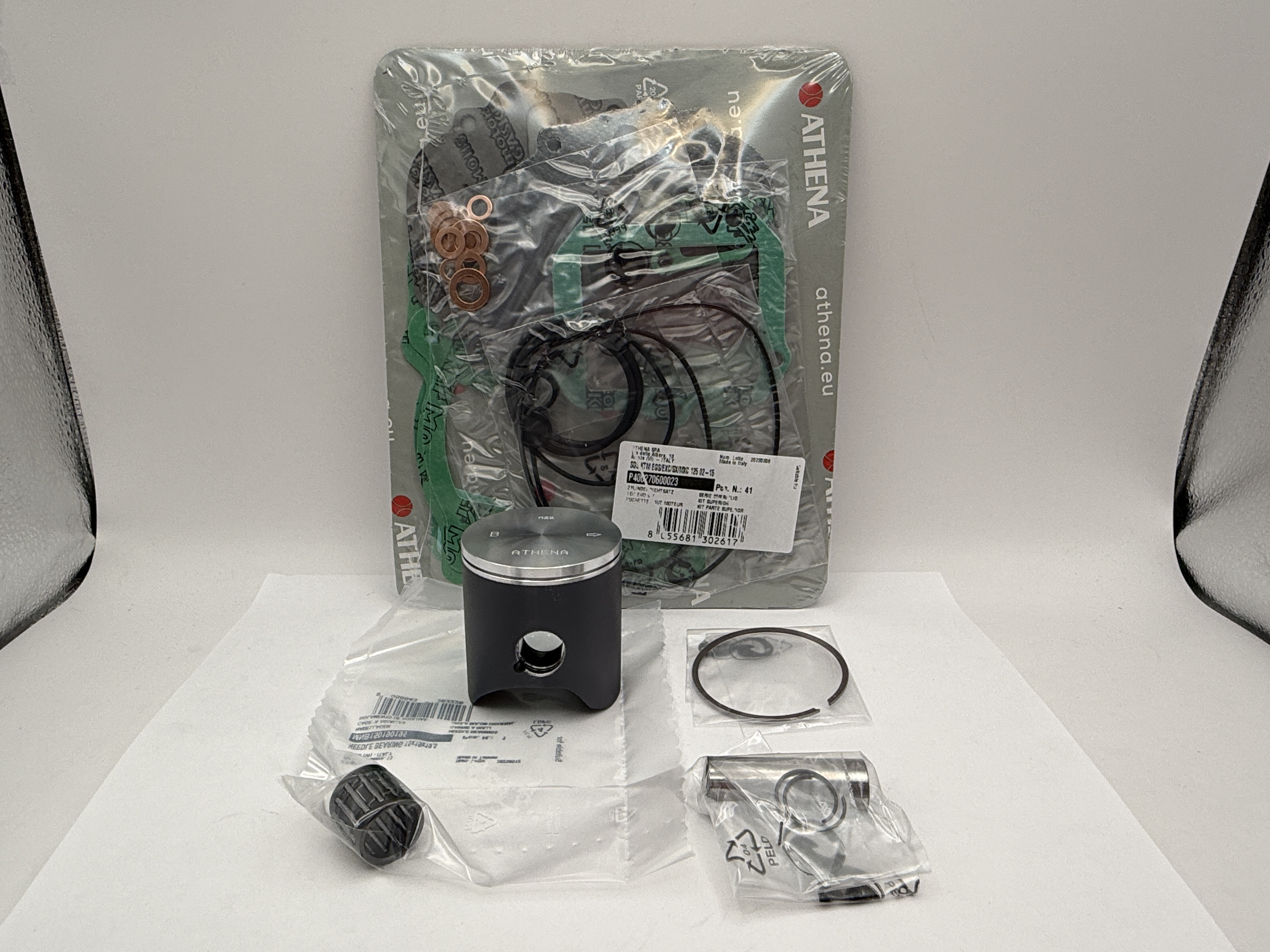 Athena Top End Rebuild Kit (Cast Lite Piston + Top Set + Small End) KTM 125 SX 02-15, 125 EXC 02-05, Husqvarna TC125 14-15 (53.94mm B Piston)
