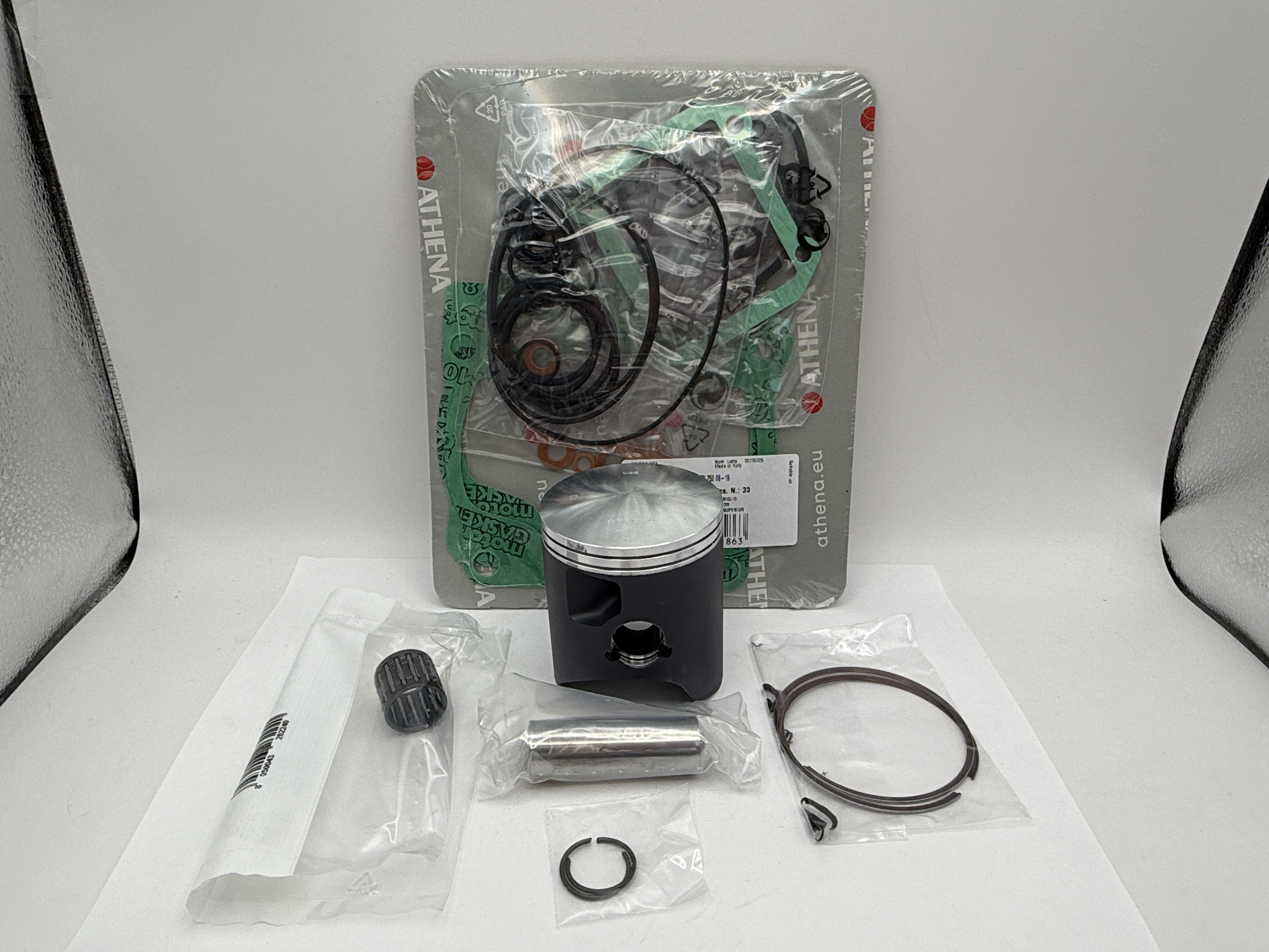 Athena Top End Rebuild Kit (Cast Lite Piston + Top Set + Small End) KTM 250 SX 07-16, 250 XC 06-16, 250 XC-W 08-15, Husqvarna TC250 14-16, TE250 14-16 (66.35mm B Piston)