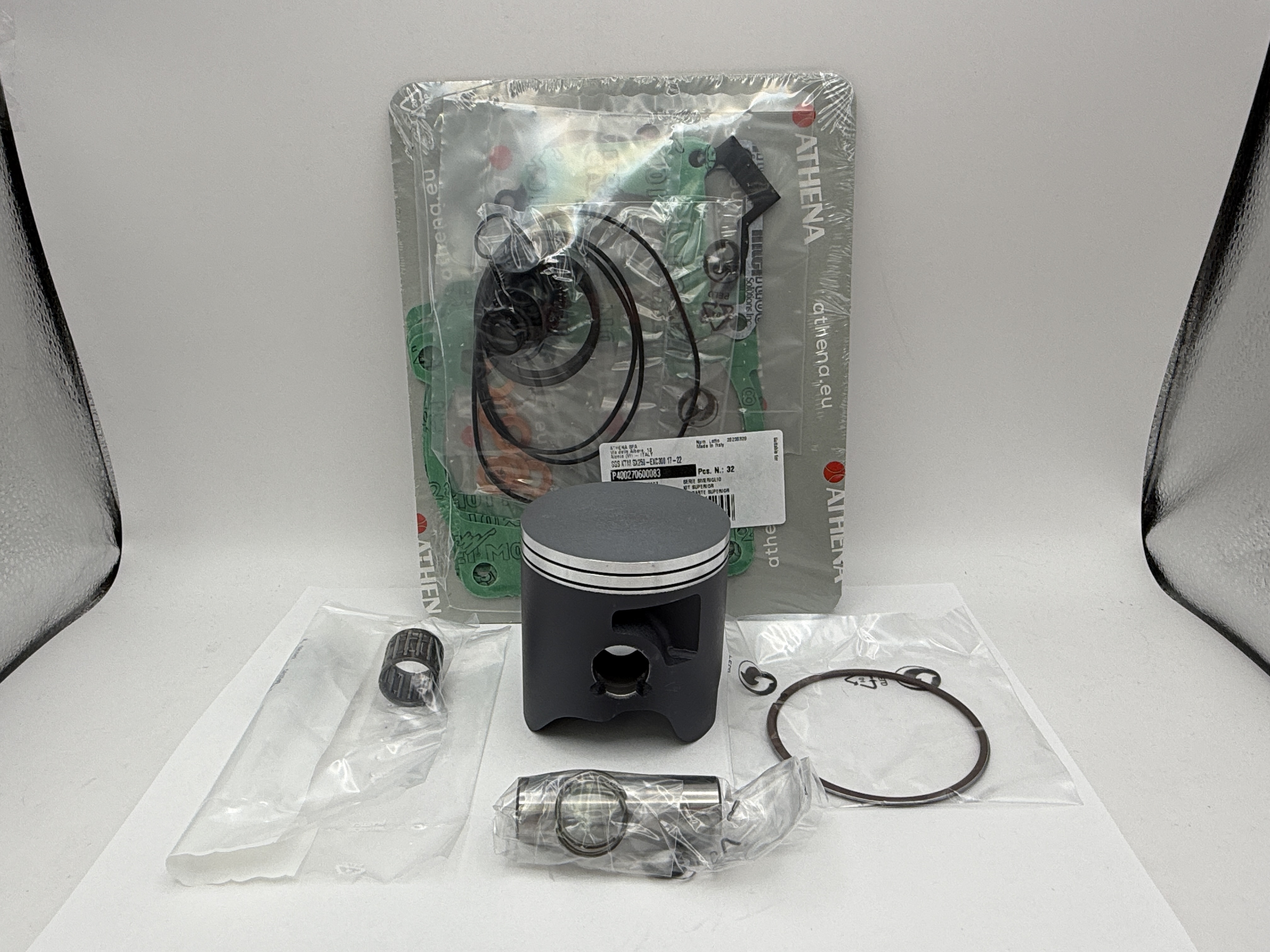 Athena Top End Rebuild Kit (Cast Lite Piston + Top Set + Small End) KTM 300 EXC 17-23, 300 XC 20-22, 300 XC-W 19-23, Husqvarna TE300 19-23, TX300 20-22, Gas Gas EC300 21-23, EX300 21-23 (71.94mm B Piston)