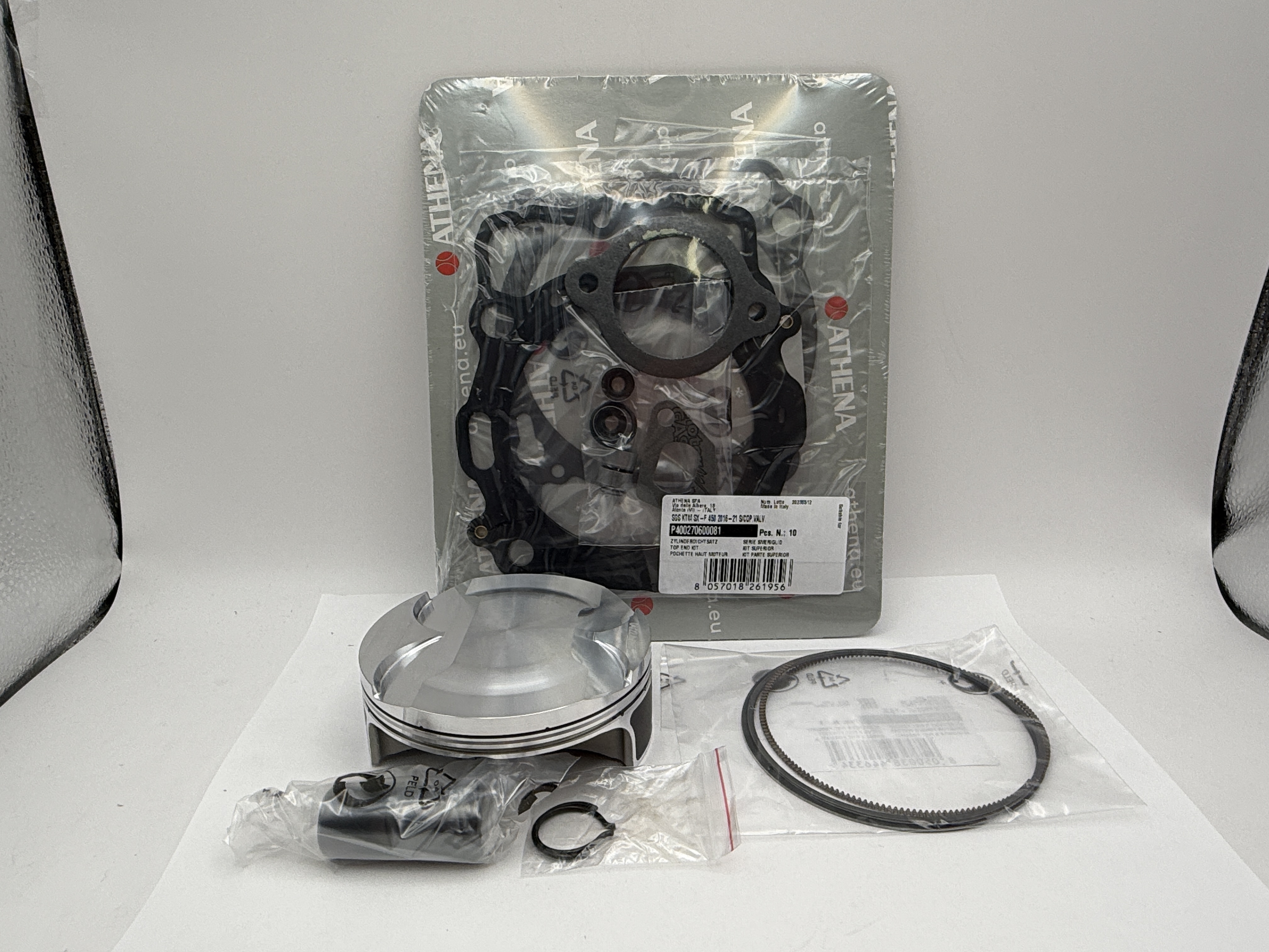 Athena Top End Rebuild Kit (Forged Piston + Top Set) KTM 450 SX-F 20-22, Husqvarna FC450 20-22, FX450 20-22, FS450 21-23, Gas Gas EX-F450 21-23, MC-F450 21-23 (94.96mm B Piston)