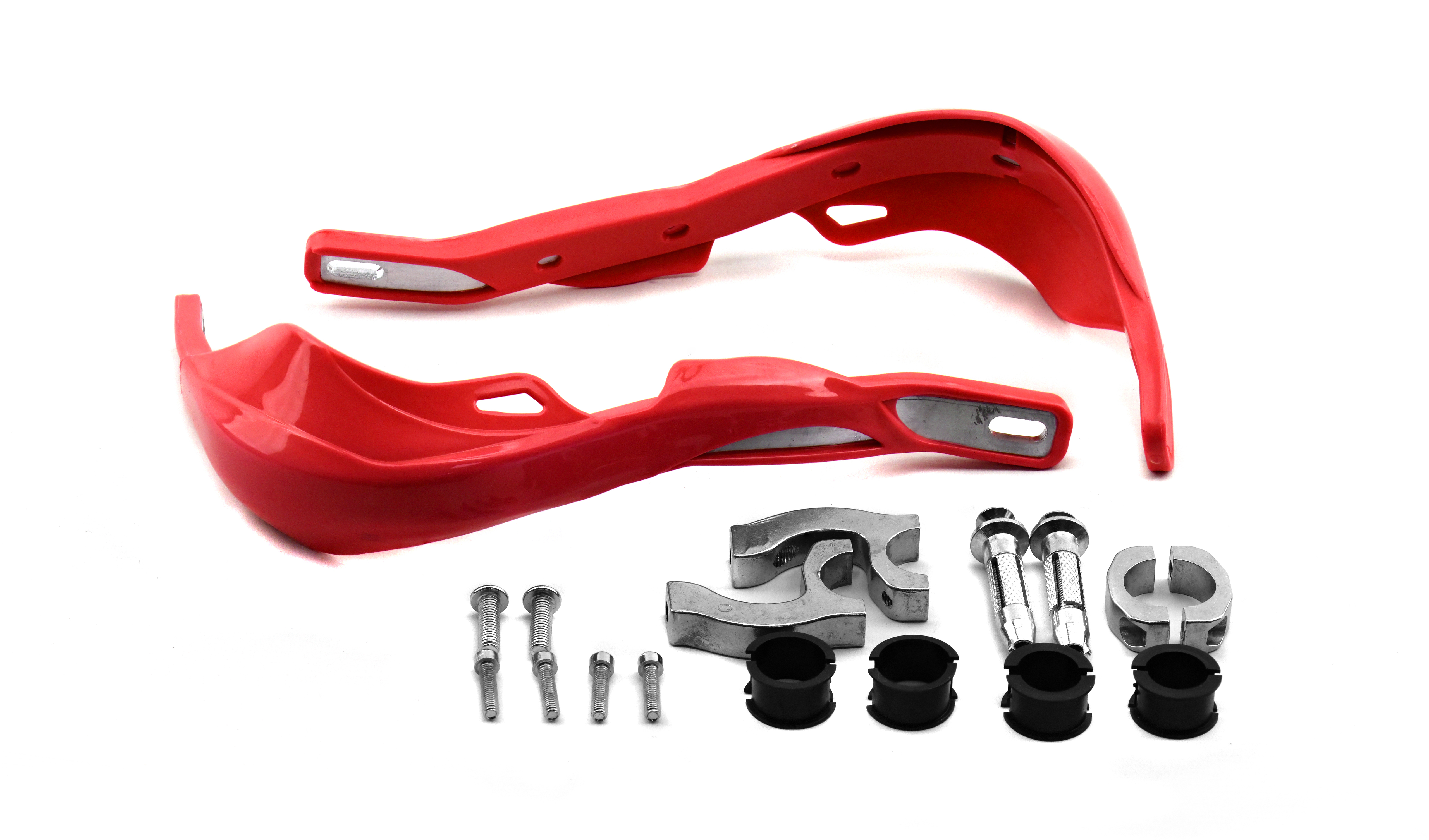 Hendler Handguards Wrap Around Red With Alloy Reinforcement Bar & Full Fitting Kit