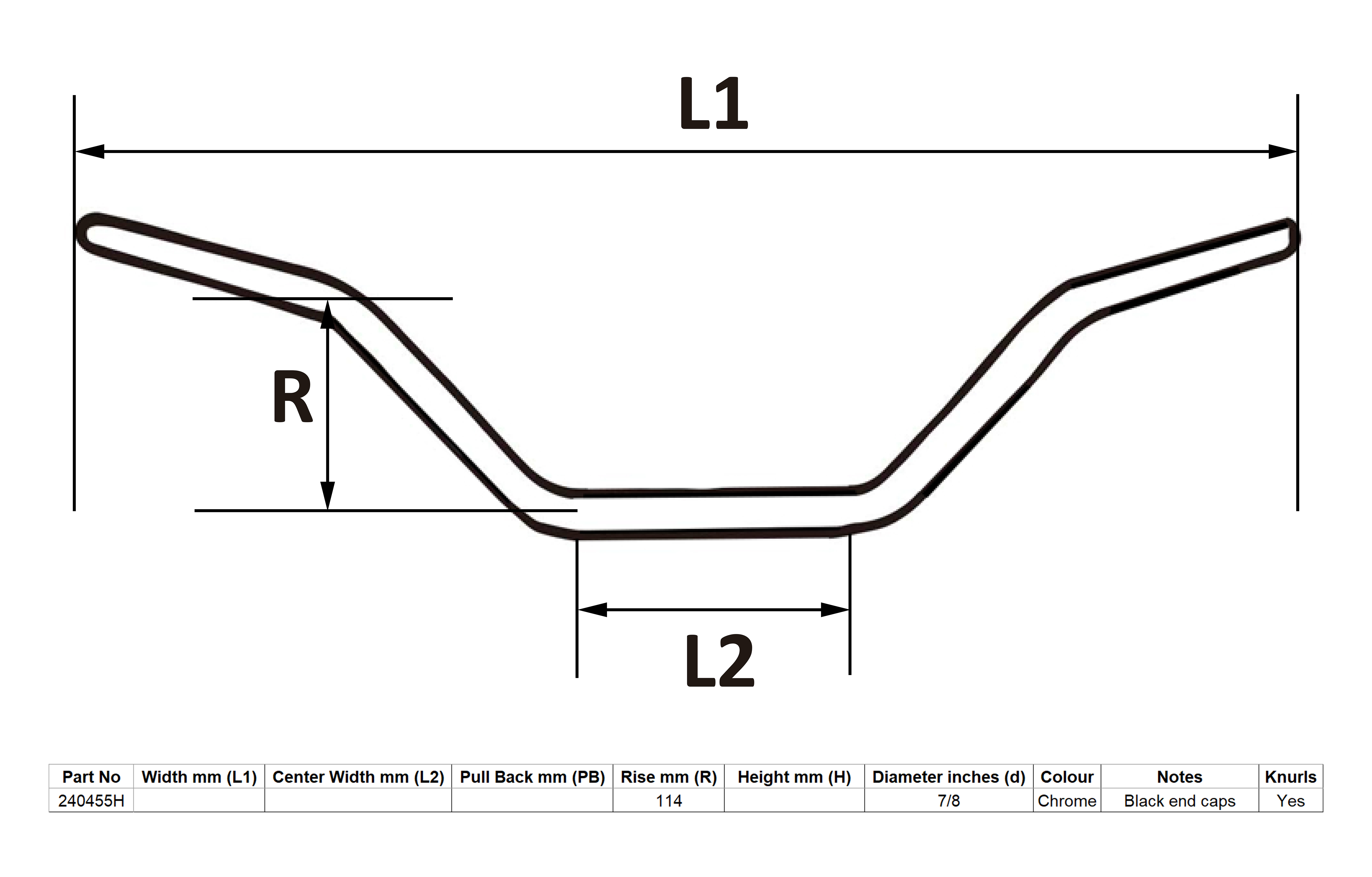 Hendler Handlebar 7/8'' Chrome 4.50'' Rise Suzuki GT750