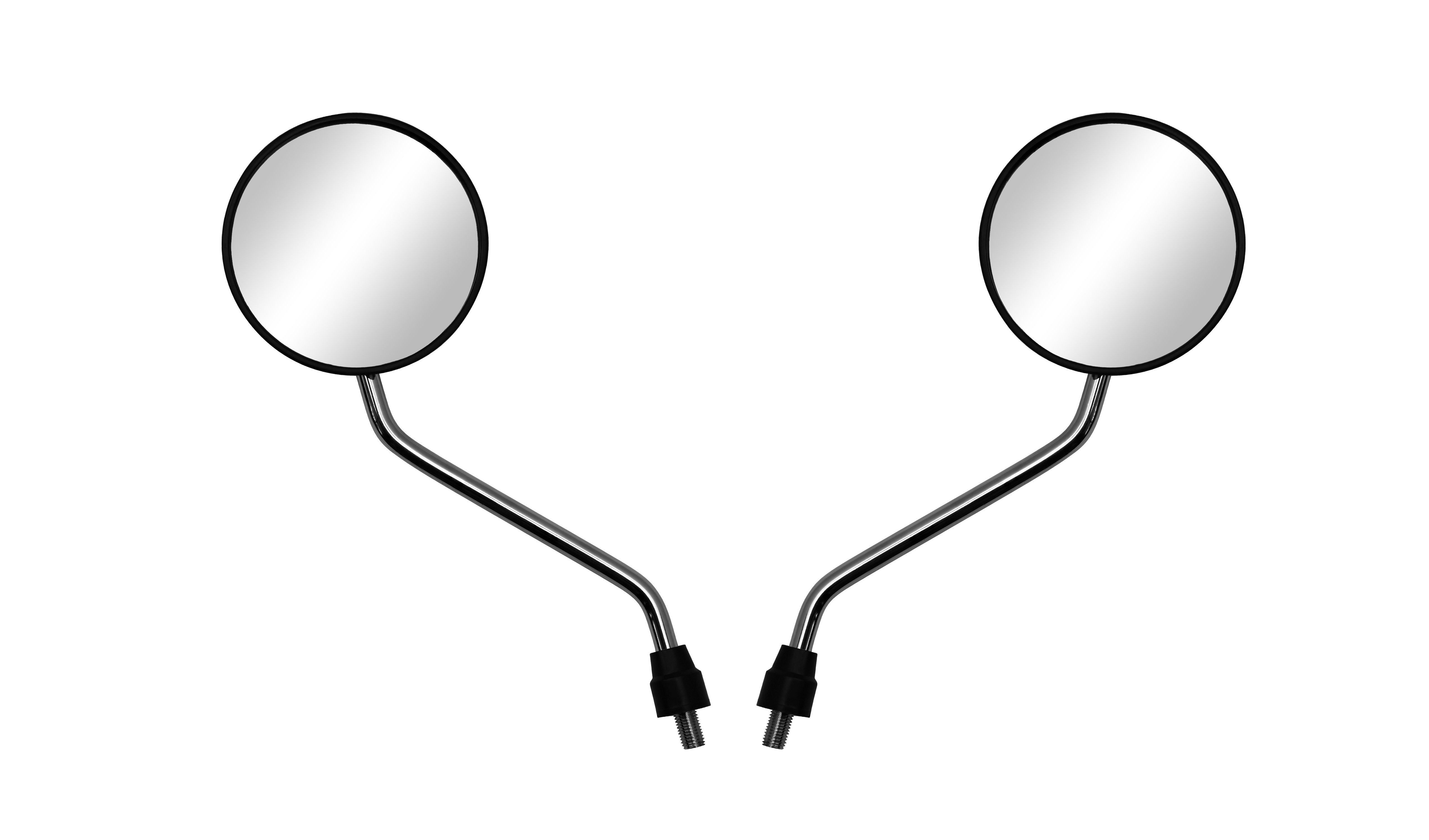 Hendler Mirrors Left & Right 10mm Black/Chrome Round With Chrome Stem