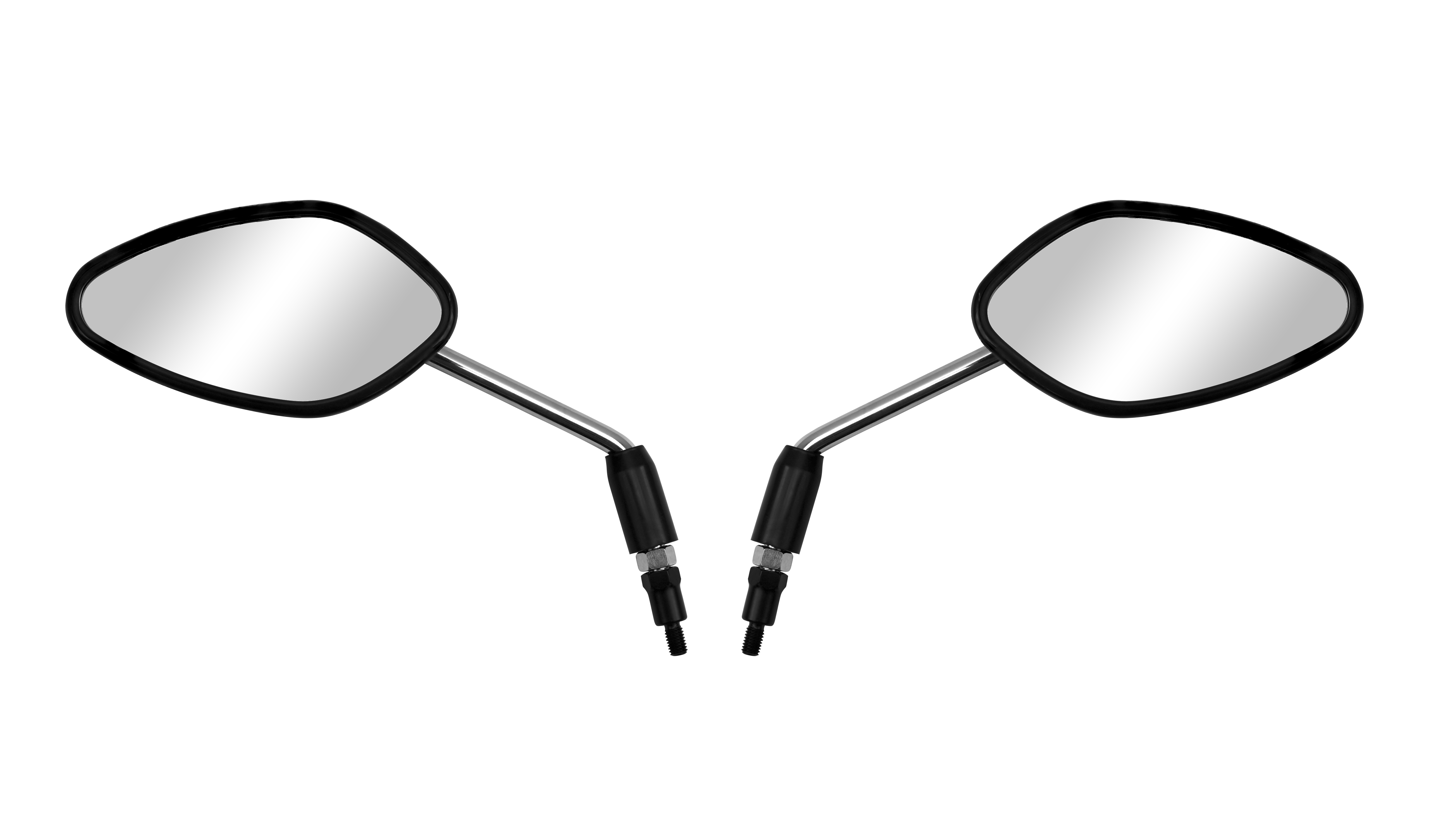 Hendler Mirrors Left & Right 8mm Black Rhombus With Chrome Stem