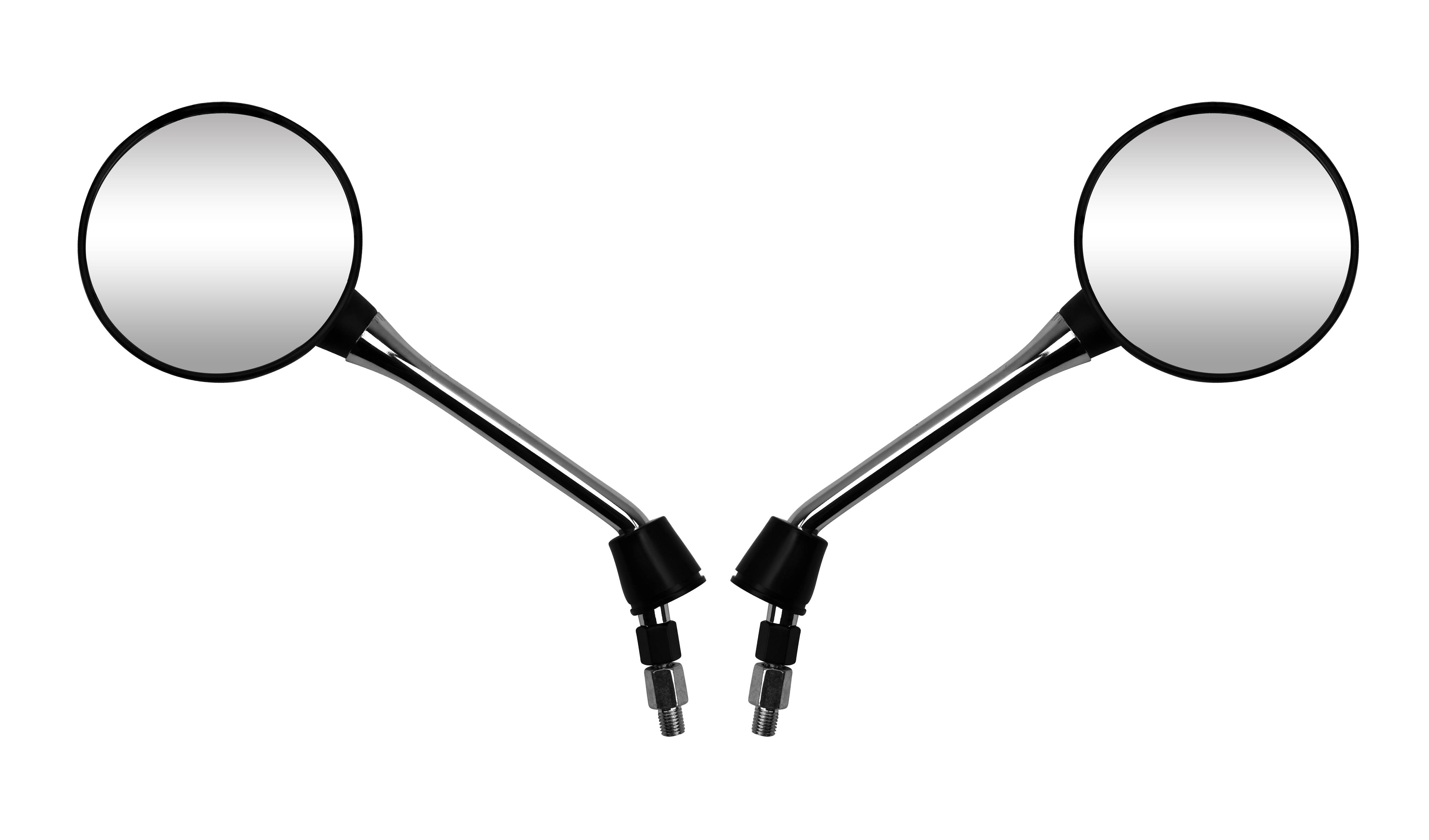 Hendler Mirrors Left & Right 10mm Chrome/Black Round Head With Chrome Stem