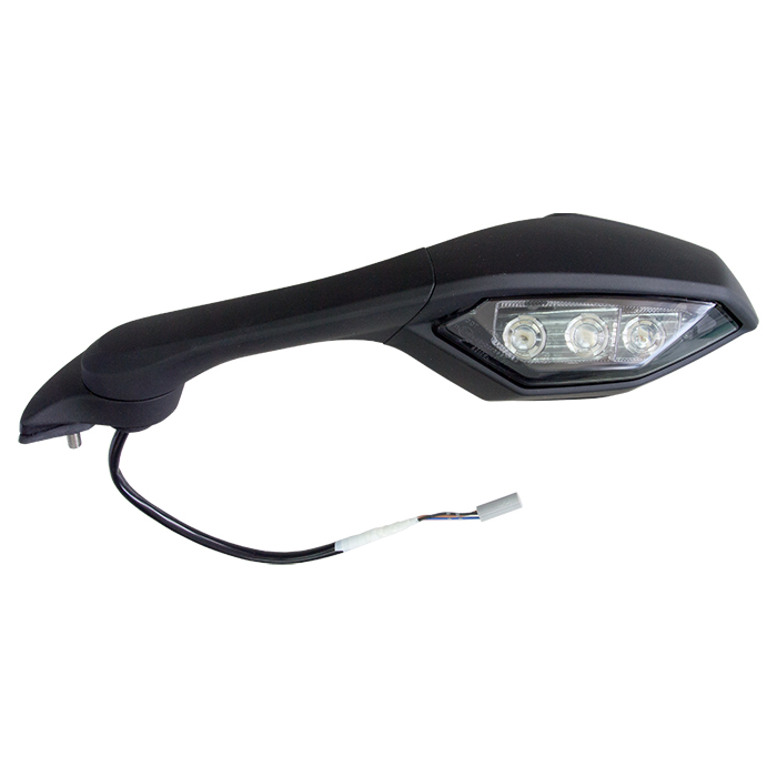 Hendler Mirror Left Fairing Black With Indicator Yamaha YZF-R1 15-19, YZF-R1M 20-22, YZF-R6 17-20 (E-Marked) (28mm Centres) OE Refs: 2CR-26280-00, 2CR-26280-10, BN6-26280-00, BN6-26280-10, B3L-26280-00