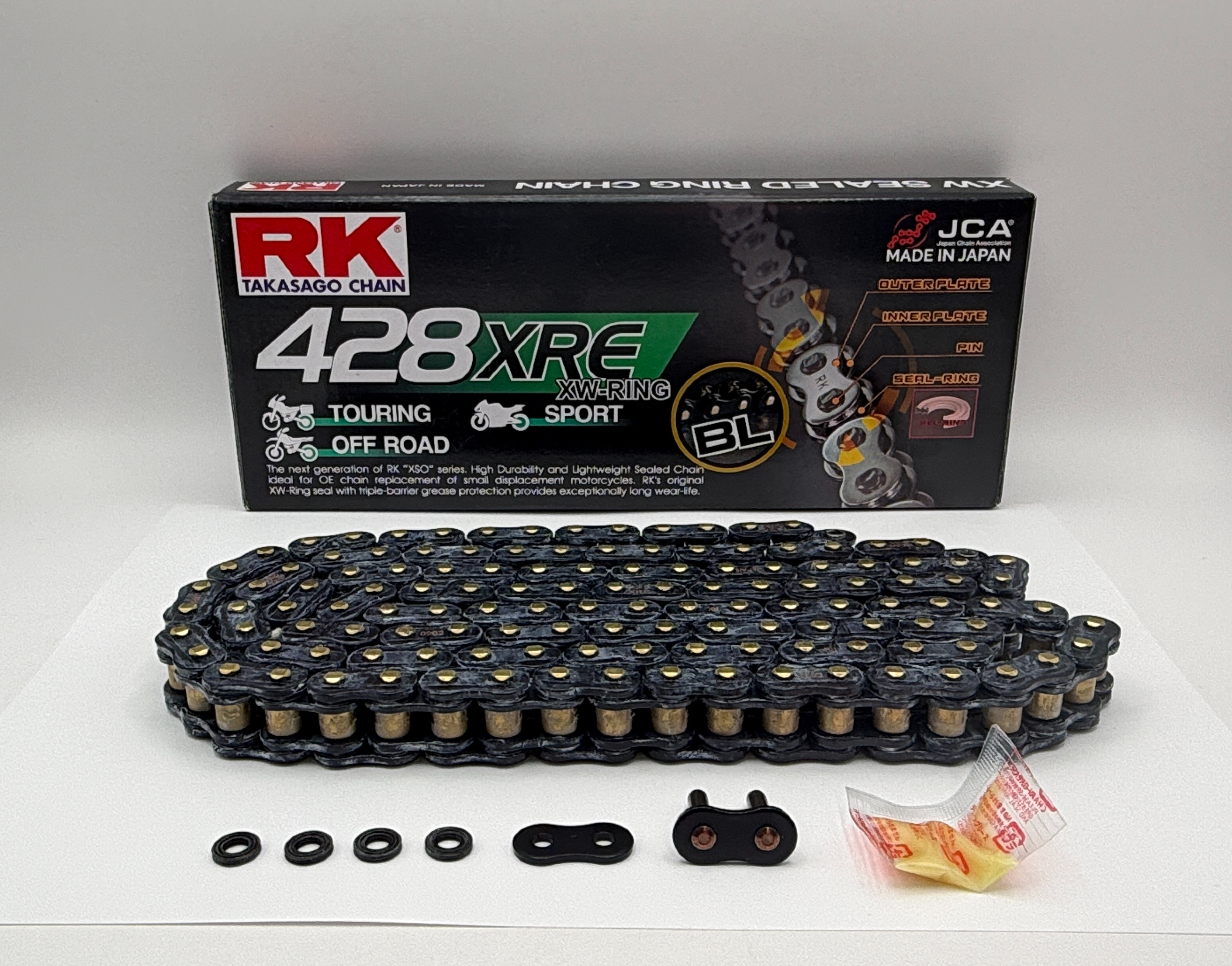 RK Chain Heavy Duty XW-Ring Black/Gold XRE 428-134L (27.0KN)