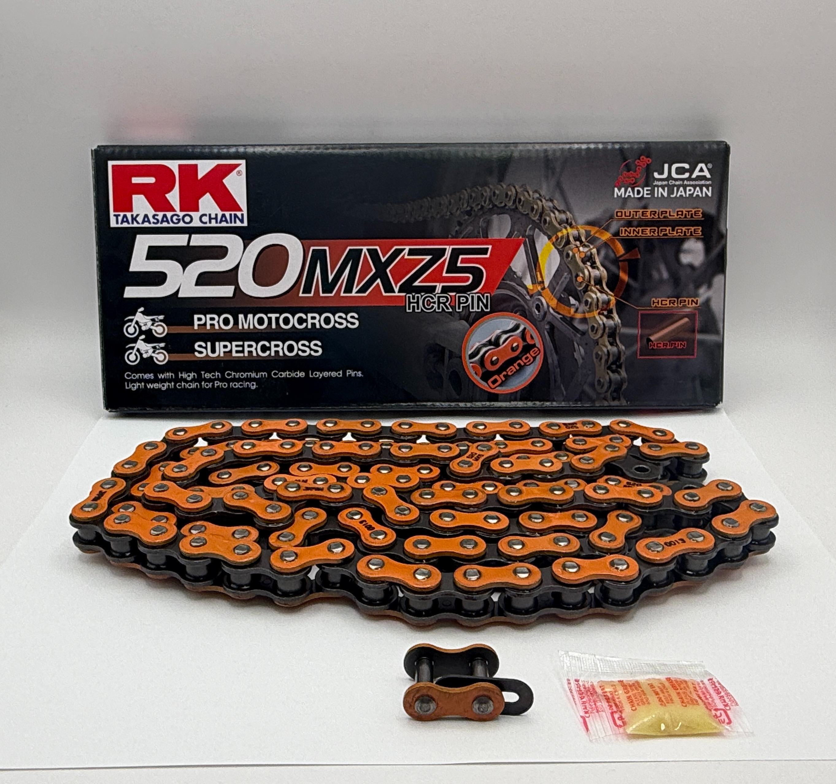 RK Chain Heavy Duty MXZ5 Factory Racing Motocross Orange 520-120L (38.2KN)