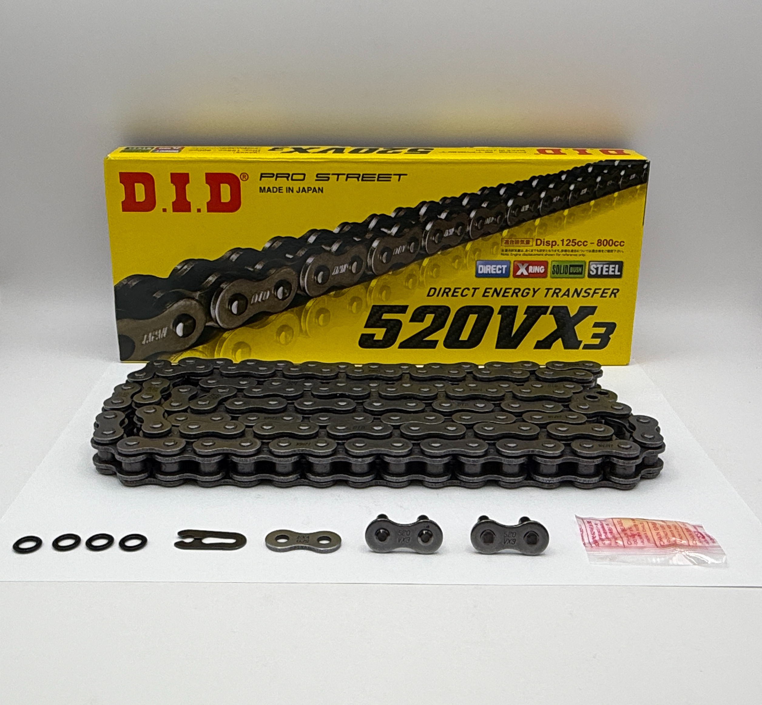 DID Chain Heavy Duty X-Ring Black VX3 520-110L (36.5KN) (DJ Dual Press Split Link & Rivet Link)