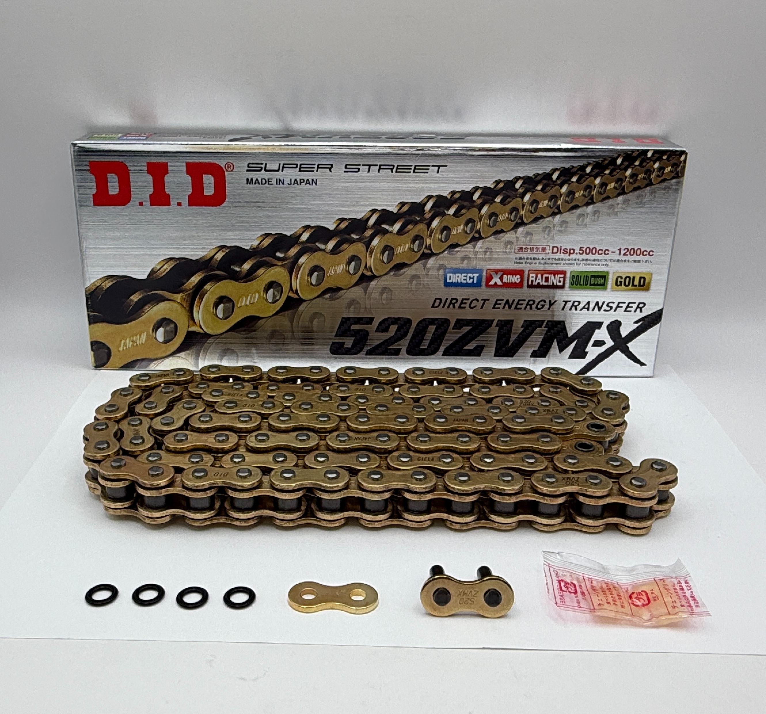 DID Chain Super Heavy Duty X-Ring Gold (G&G) ZVM-X 520-114L (38.9KN) (ZJ Rivet Link)