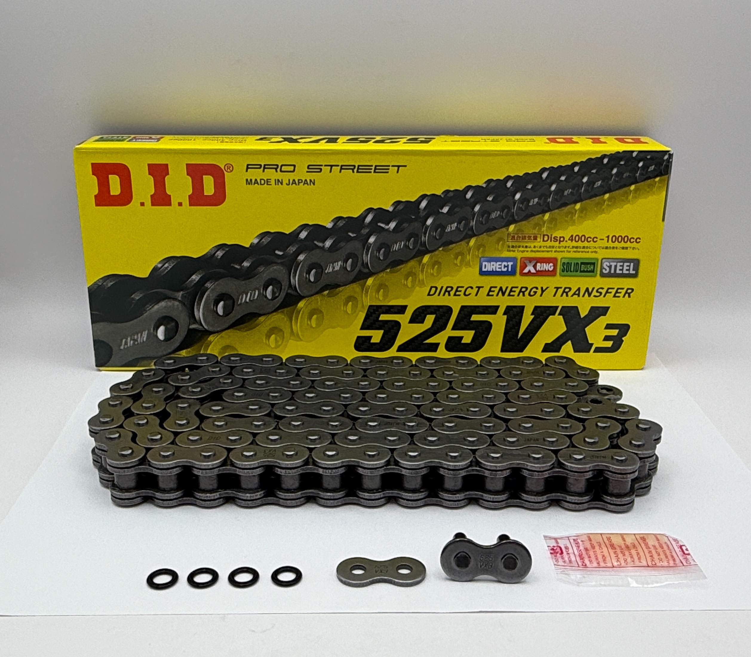 DID Chain Heavy Duty X-Ring Black VX3 525-128L (44.4KN) (ZJ Rivet Link)