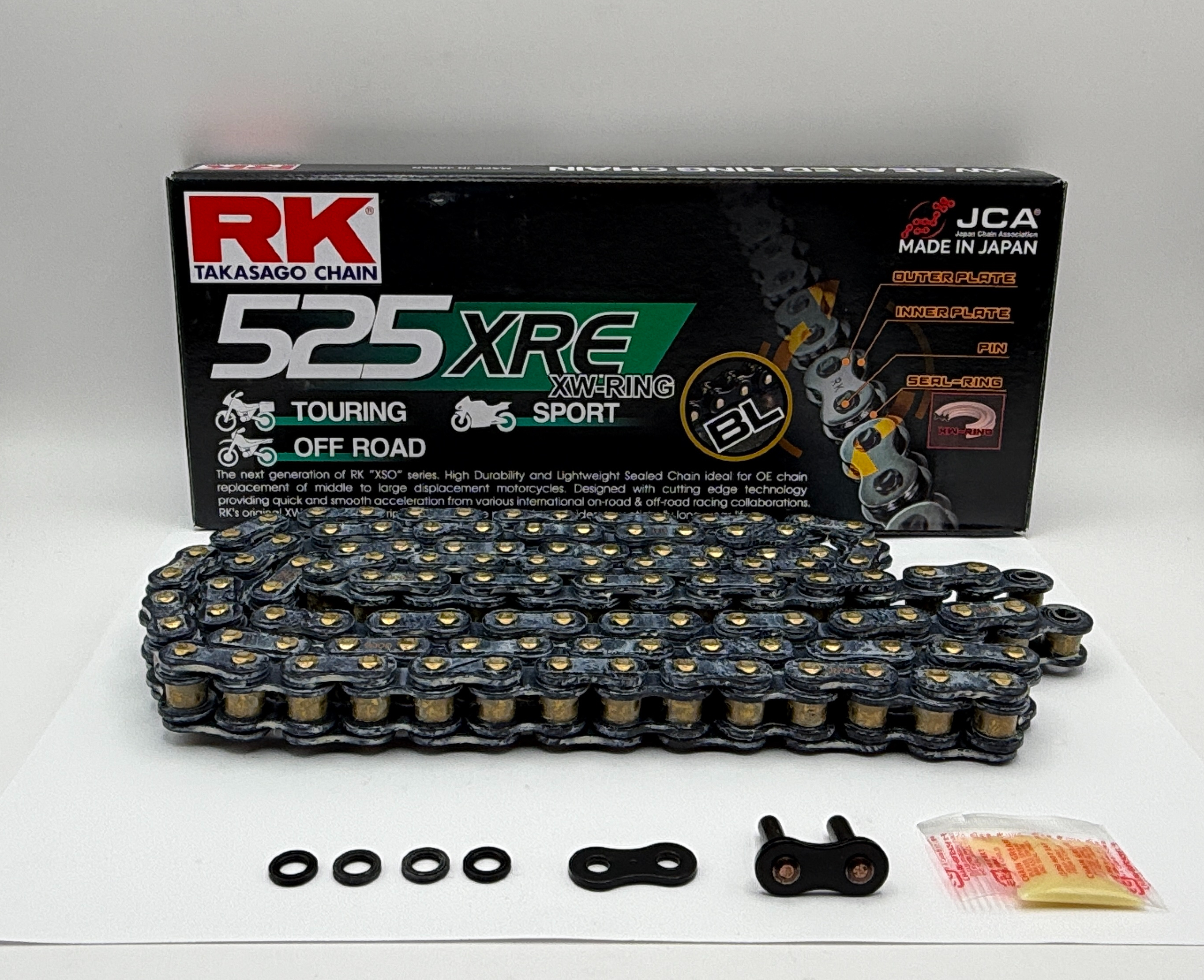 RK Chain Heavy Duty XW-Ring Black/Gold XRE 525-116L (40.0KN)