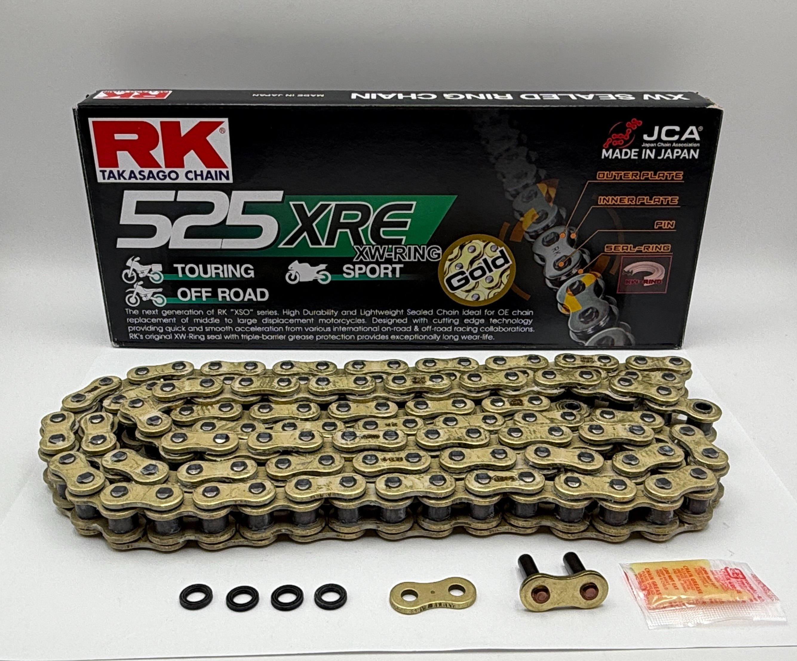 RK Chain Heavy Duty XW-Ring Gold XRE 525-122L (40.0KN)