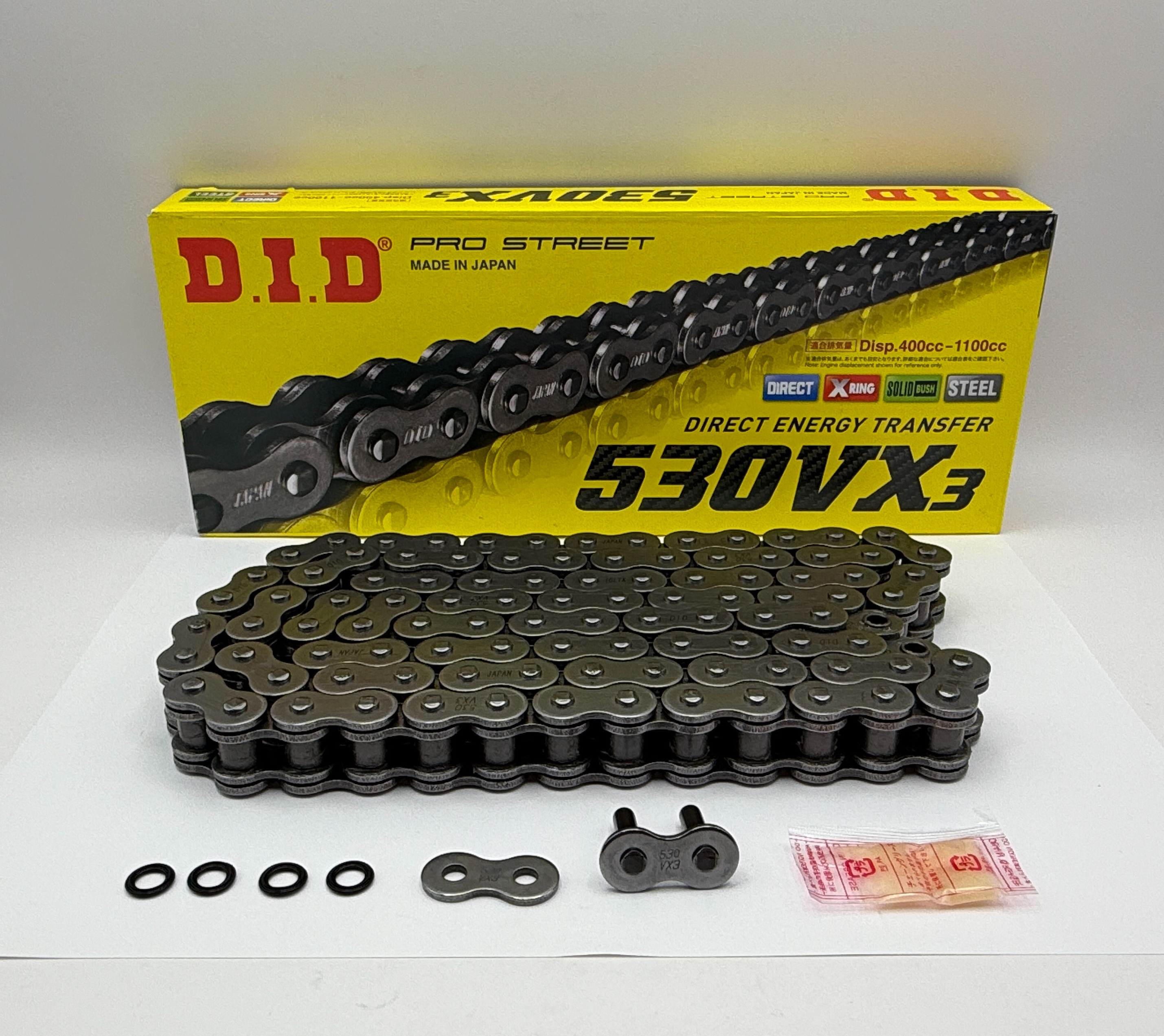 DID Chain Heavy Duty X-Ring Black VX3 530-122L (44.4KN) (ZJ Rivet Link)