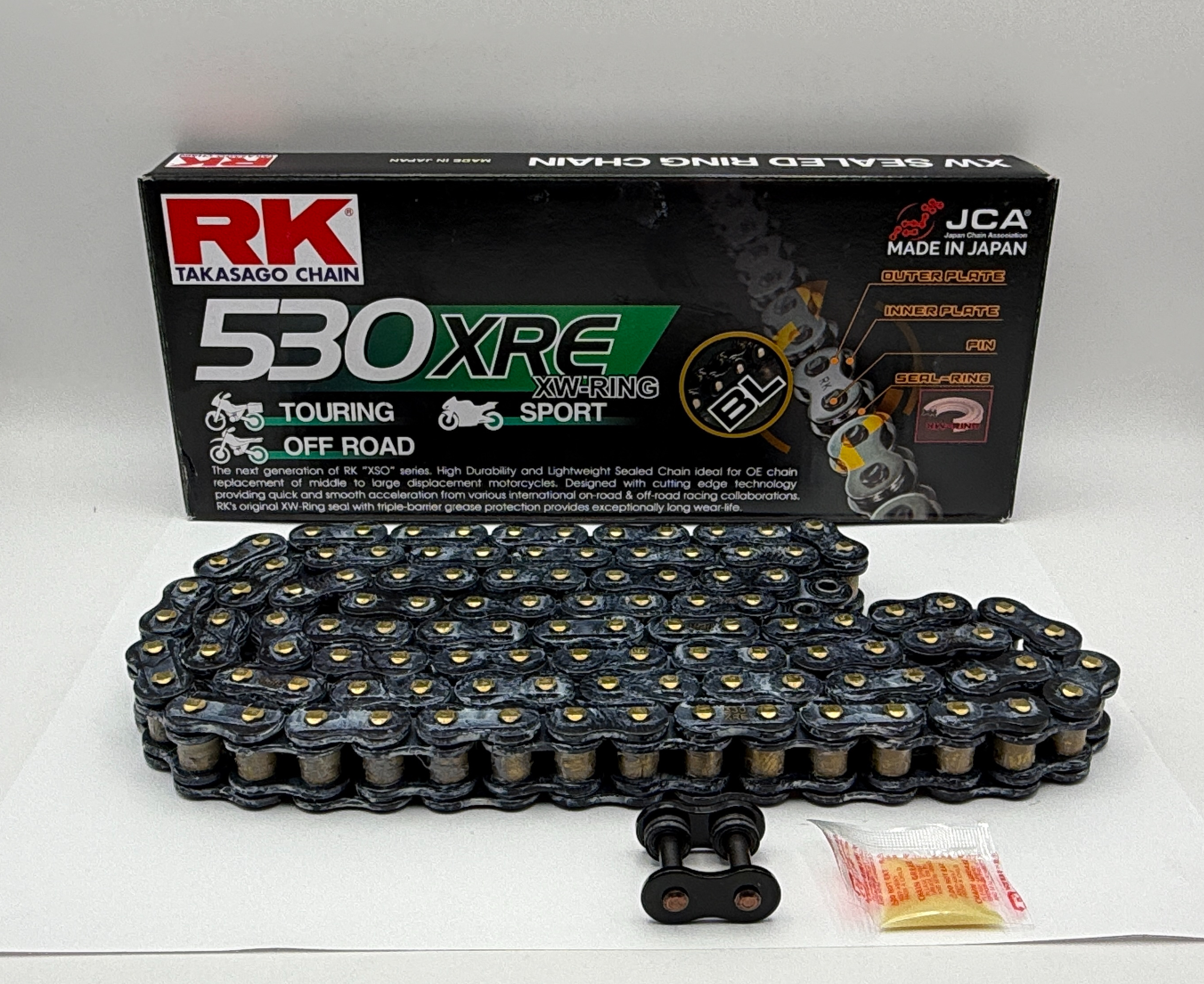 RK Chain Heavy Duty XW-Ring Black/Gold XRE 530-110L (40.0KN)