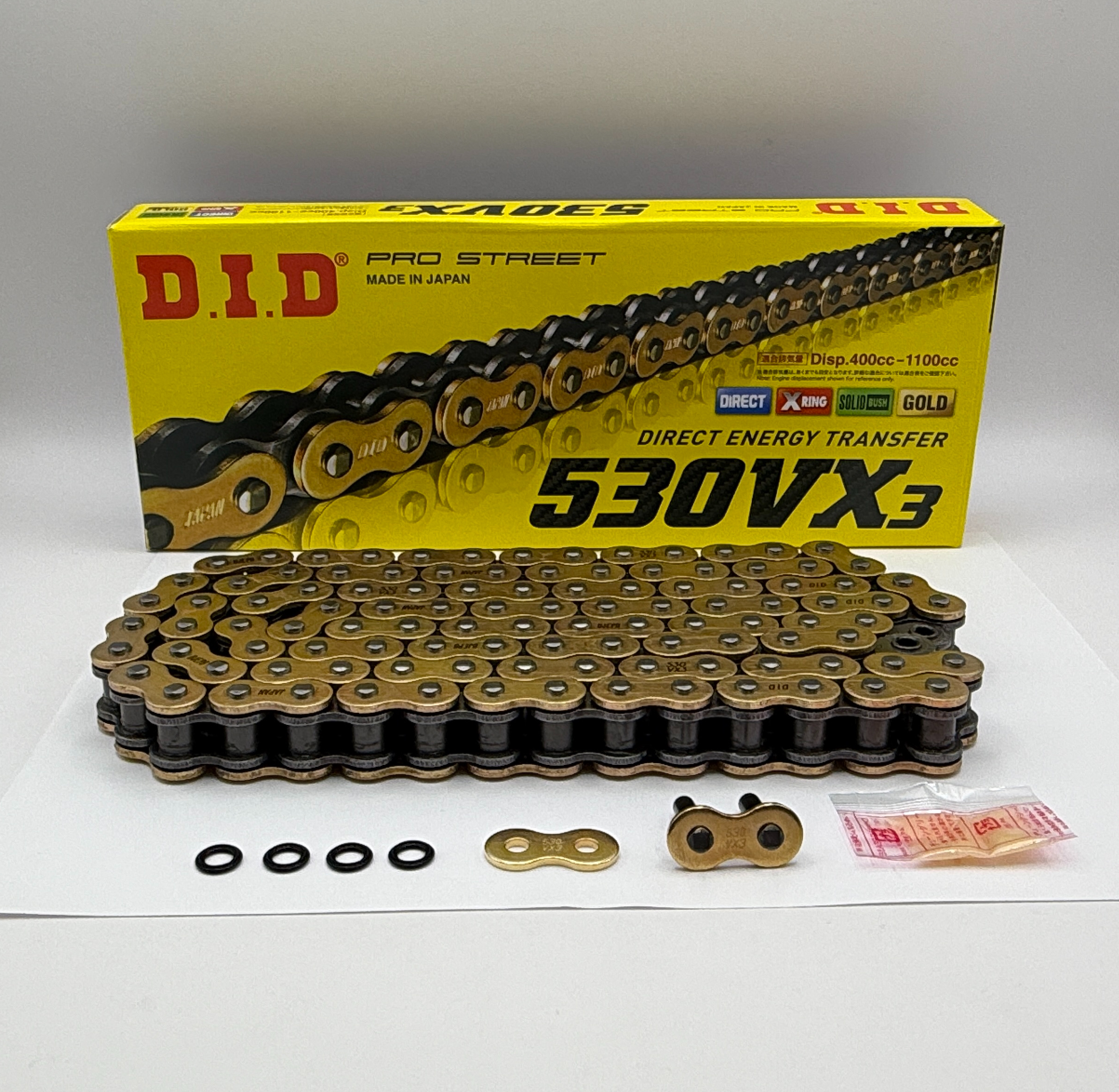 DID Chain Heavy Duty X-Ring Gold (G&B) VX3 530-118L (44.4KN) (ZJ Rivet Link)