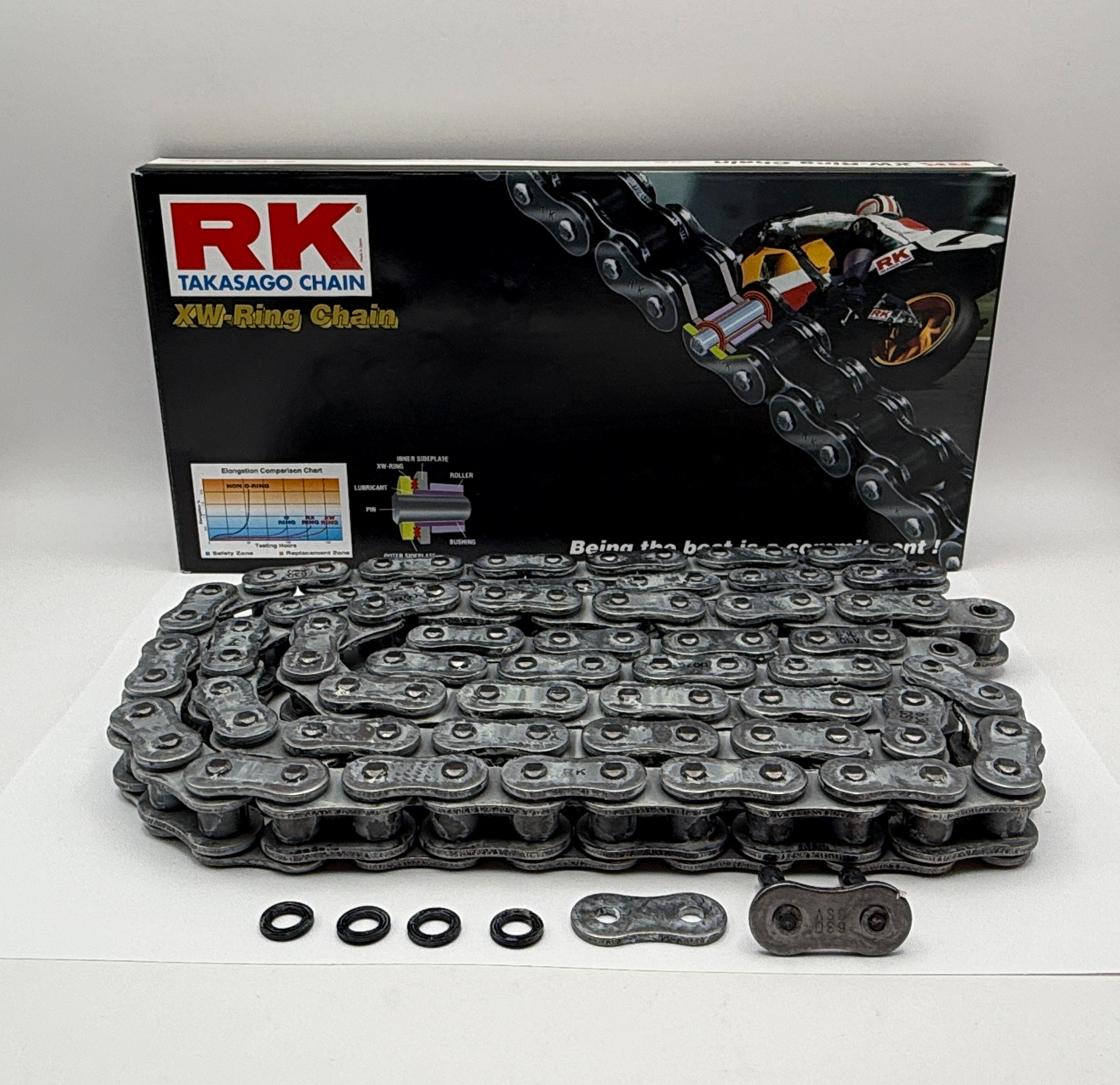 RK Chain Heavy Duty Classic Motorcycle XW-Ring Silver GSV 630-094L (48.0KN)