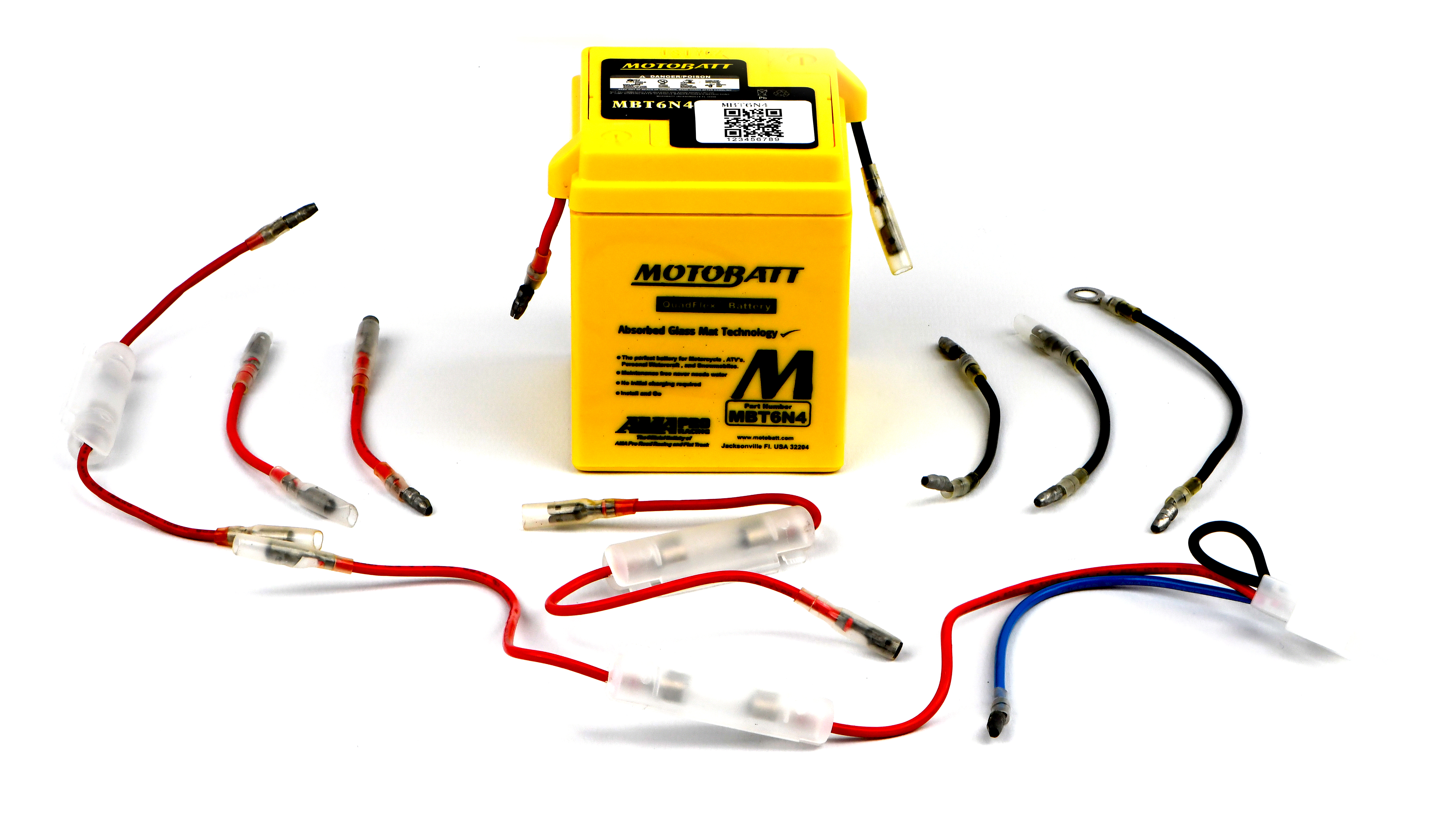 Motobatt Battery MBT6N4 6v 4AH 6N42A Models, 6N4C1B L:71mm x H:96mm x W:71mm