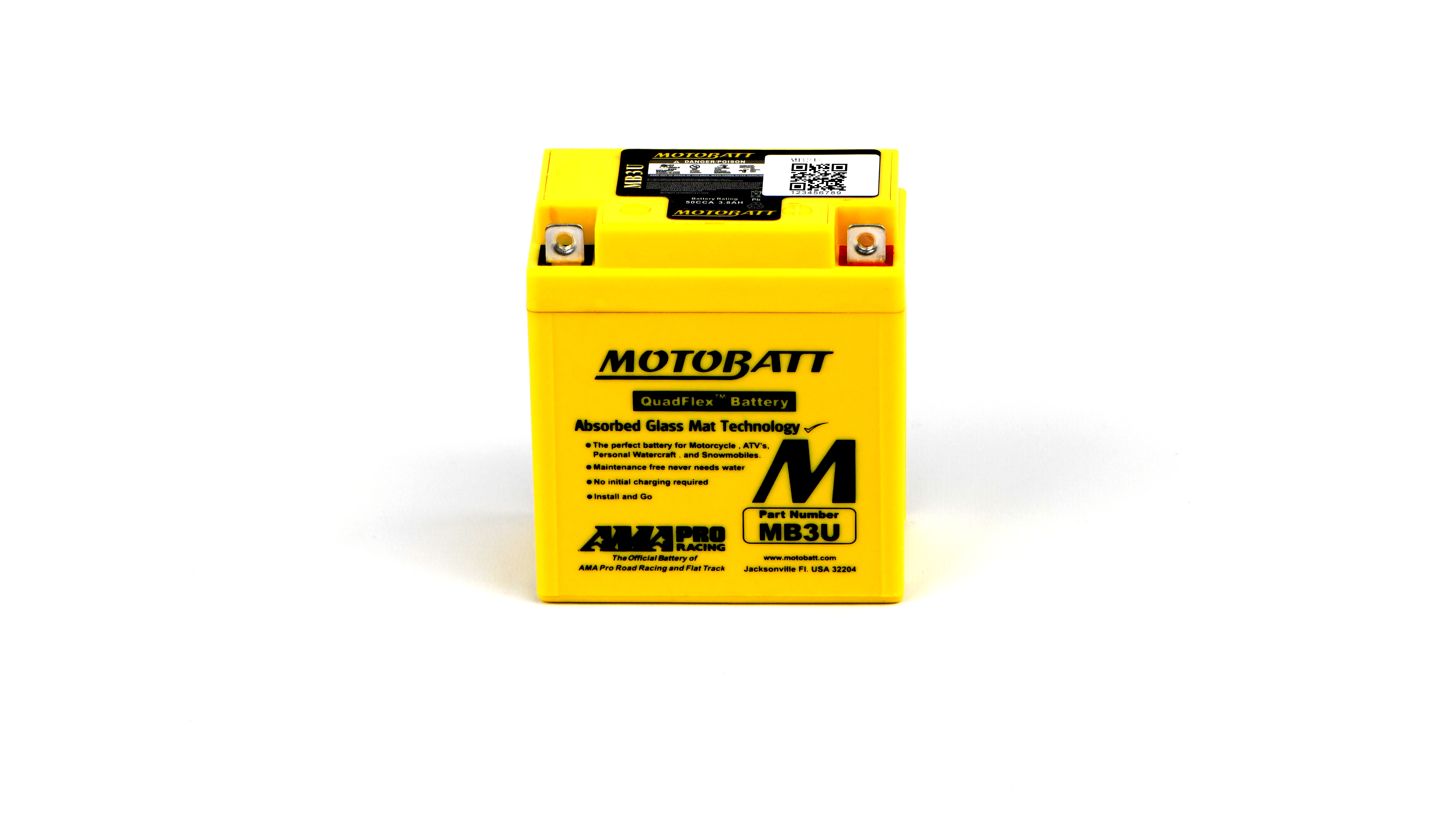 Motobatt Battery MB3U 12v 4.0Ah (20Hr) CCA:50A YB3L-A, YB3L-B L:98mm x H:110mm x W:56mm