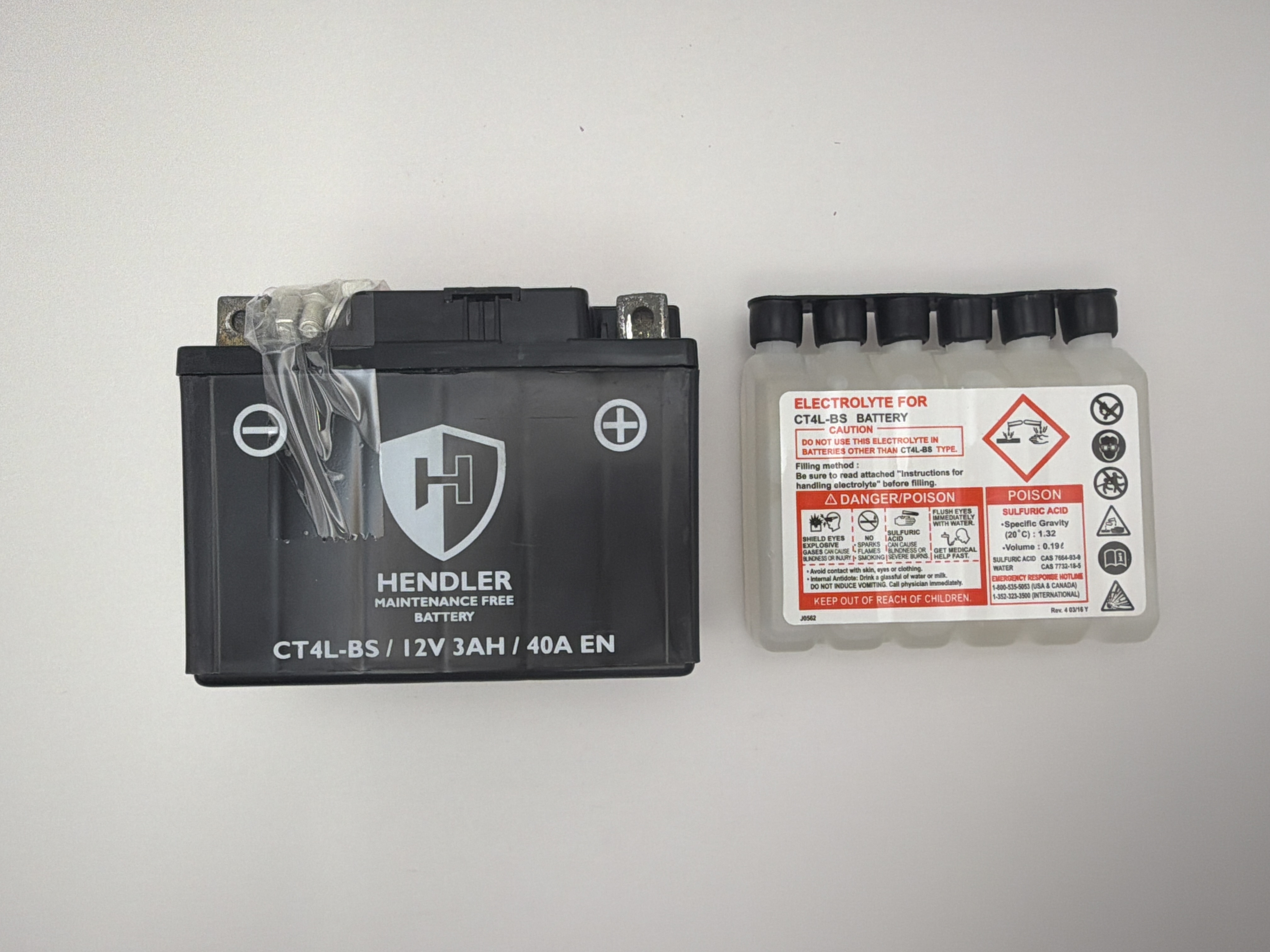 Hendler Battery CT4L-BS, CTX4L-BS With Acid Pack 12v 3AH CCA:40A L:113mm H:87mm W:70mm