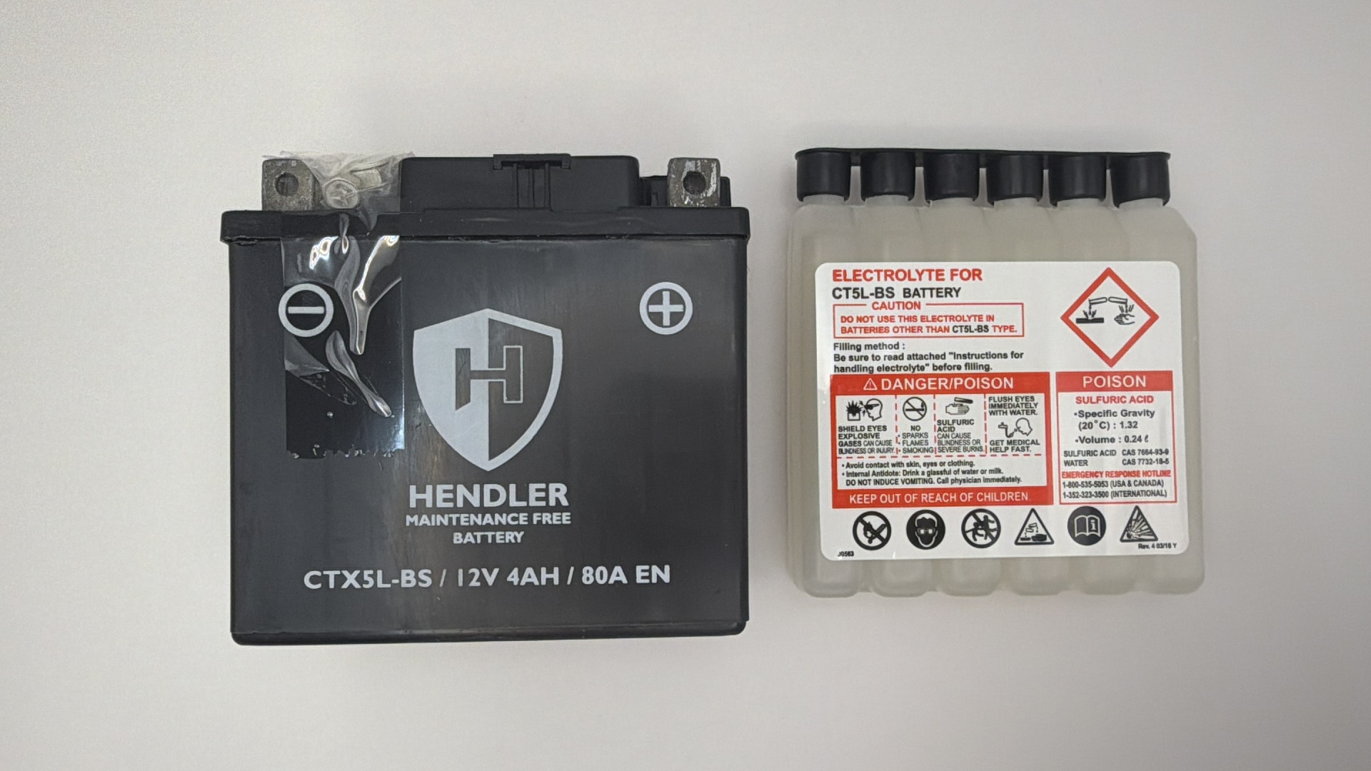 Hendler Battery CT5L-BS, CTX5L-BS With Acid Pack 12v 4AH CCA:50A L:113mm H:105mm W:70mm