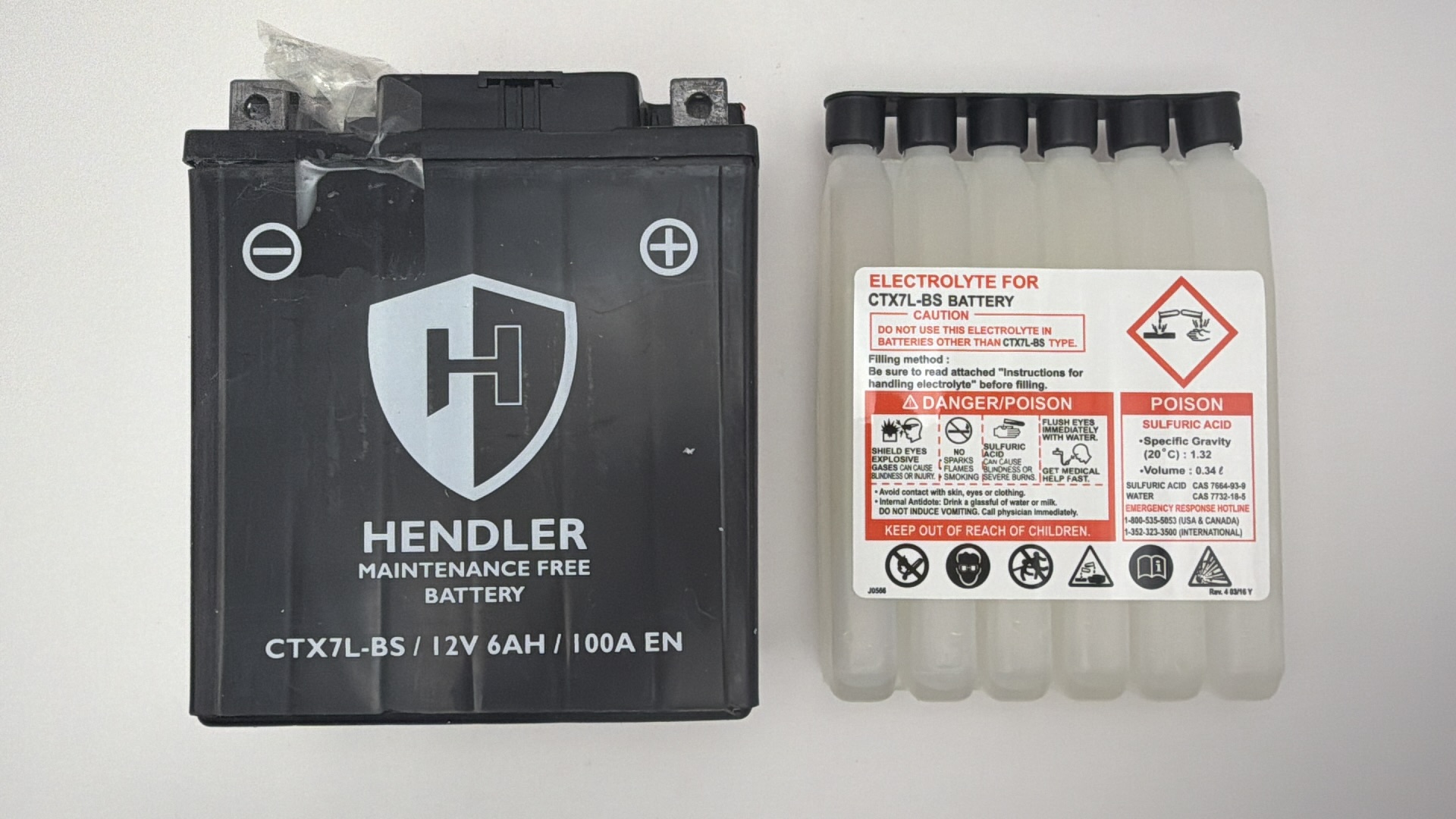 Hendler Battery CT7L-BS, CTX7L-BS With Acid Pack 12v 6AH CCA:90A L:113mm H:130mm W:70mm