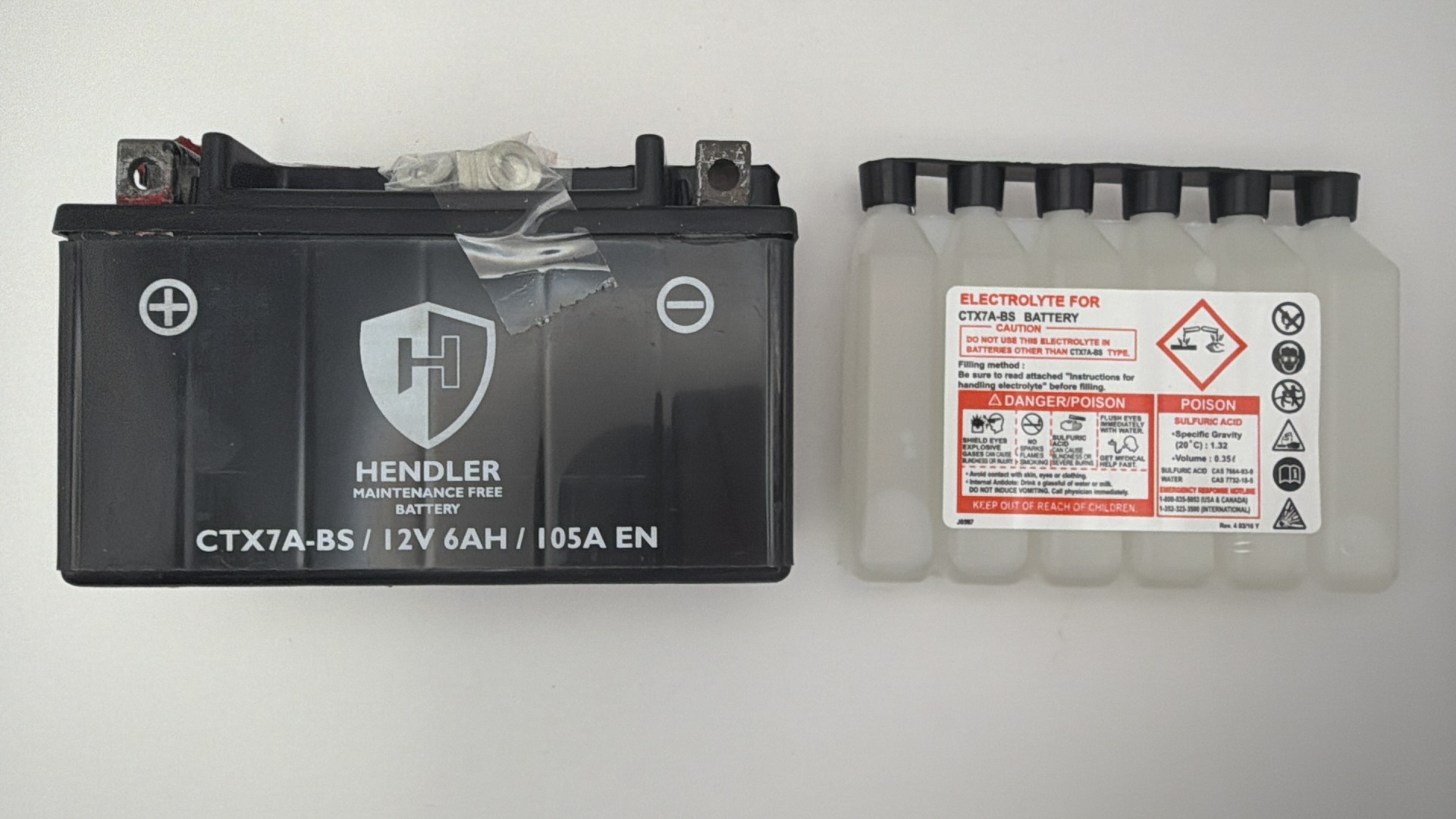 Hendler Battery CT7A-BS, CTX7A-BS With Acid Pack 12v 6AH CCA:90A L:150mm H:95mm W:87mm