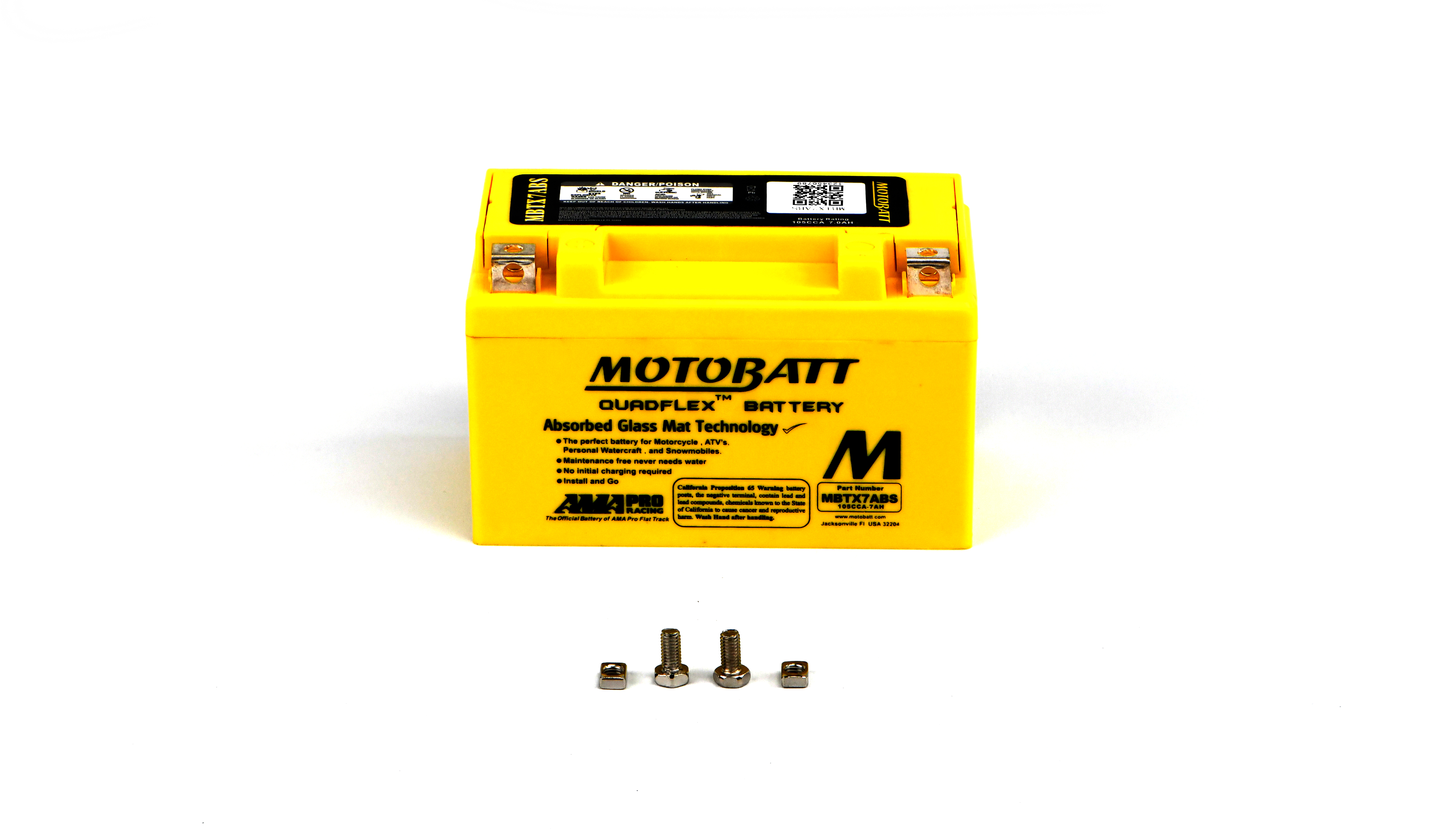 Motobatt Battery MBTX7ABS 12v 7.4Ah (20Hr) CCA:105A YTX7ABS L:151mm x H:95mm x W:87mm
