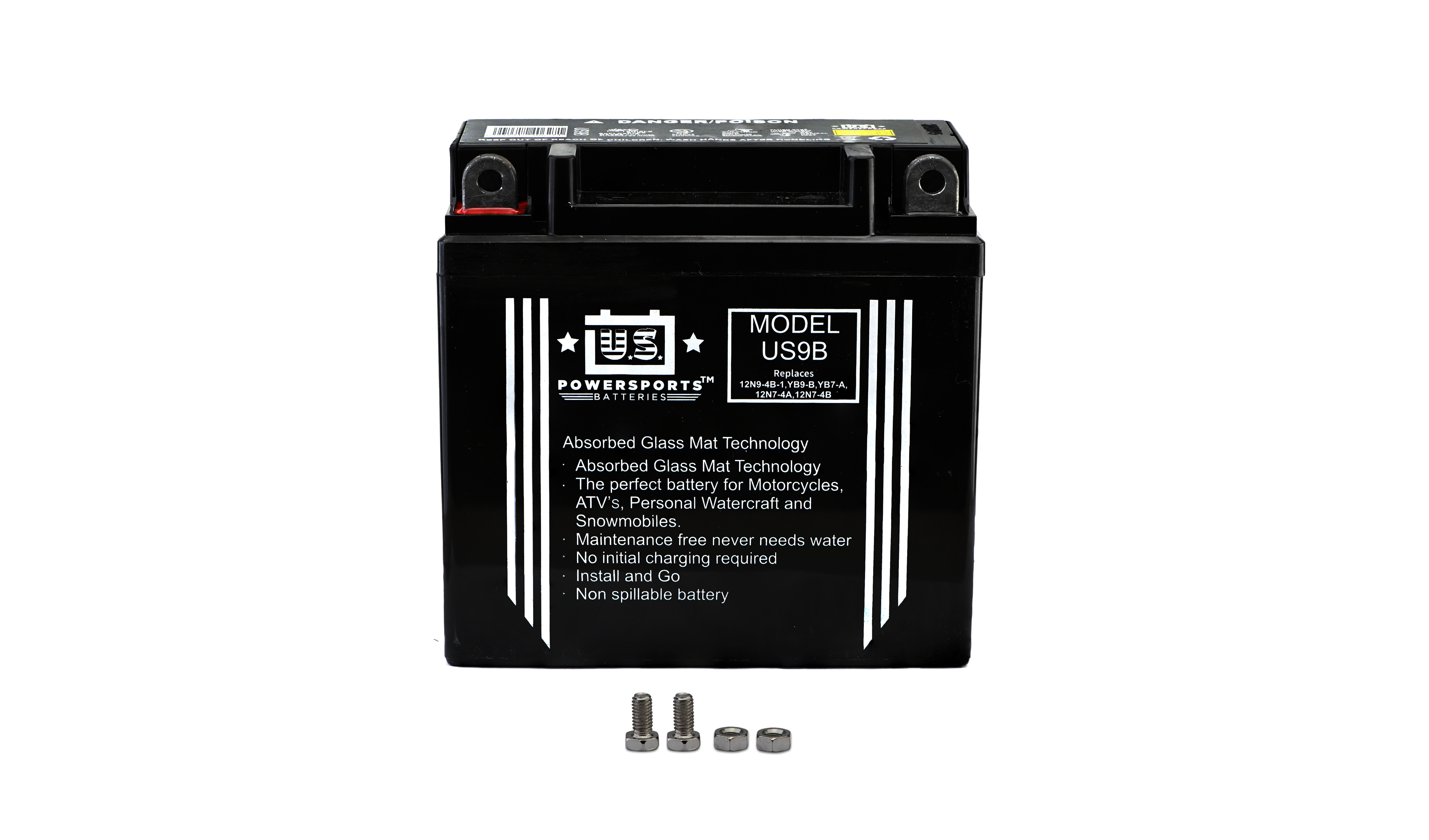 MTX Power/ US Powersports Battery XB9-B/ US9B Sealed 12v 90AH CCA:120A L:137mm H:139mm W:76mm 12N9-4B-1, CB9-B, CB9A-A