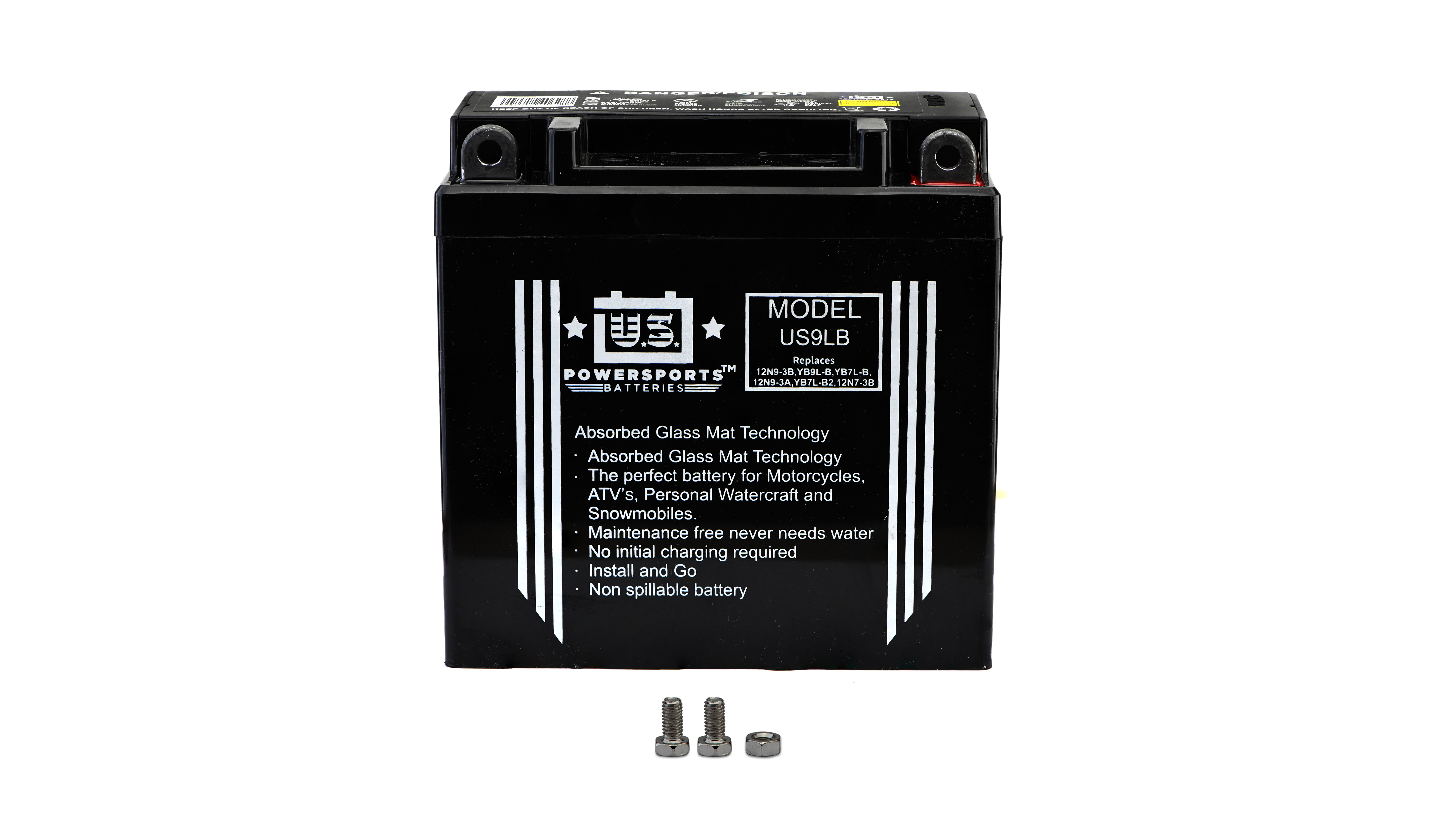 MTX Power/ US Powersports Battery XT9-3B/ US9LB Sealed 12v 9.0AH CCA:120A L:137mm H:139mm W:76mm 12N9-3B, CB9L-B