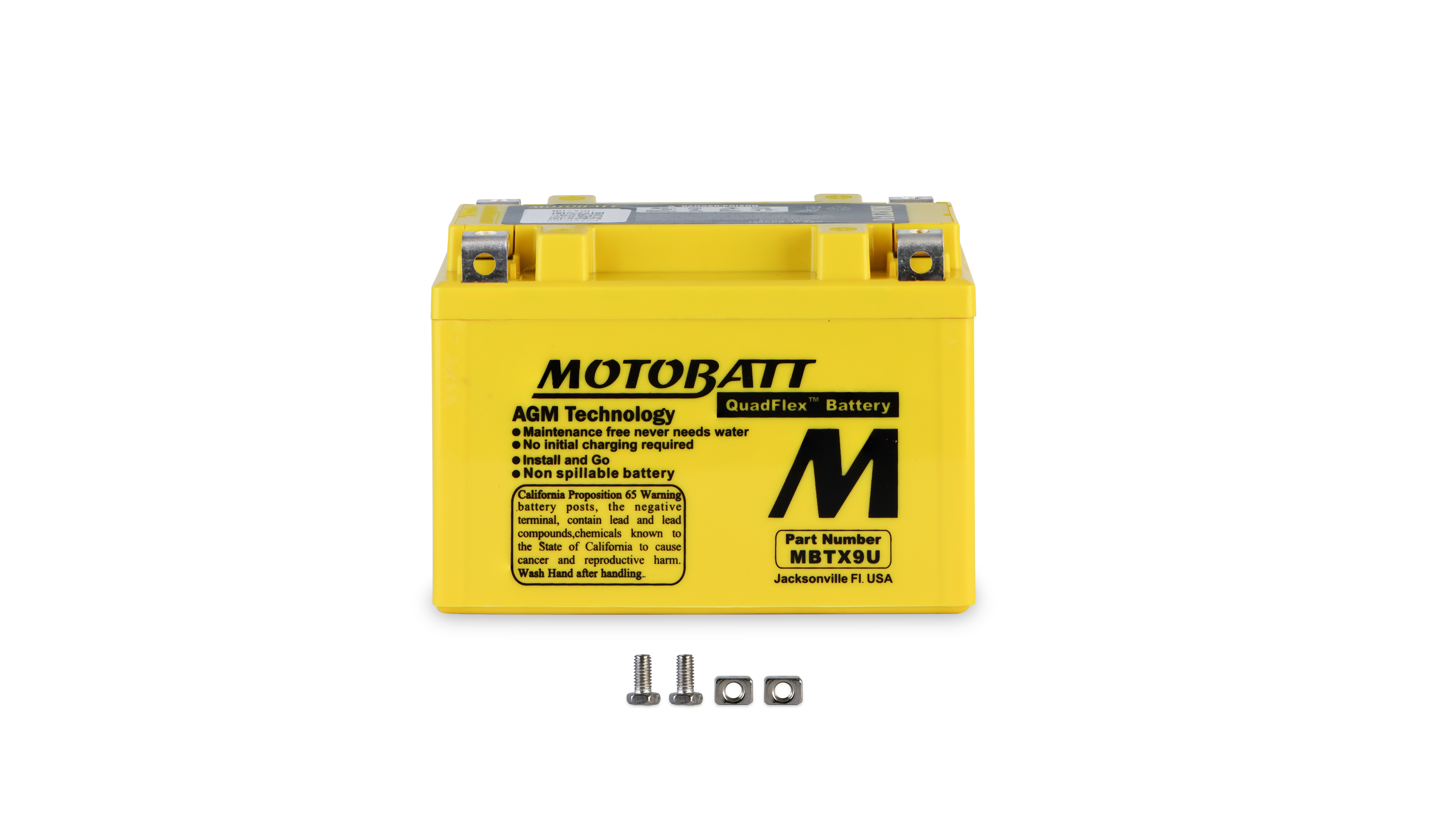 Motobatt Battery MBTX9U 12v 11.1Ah (20Hr) CCA:160A YTX9BS, YT12ABS L:151mm x H:105mm x W:87mm