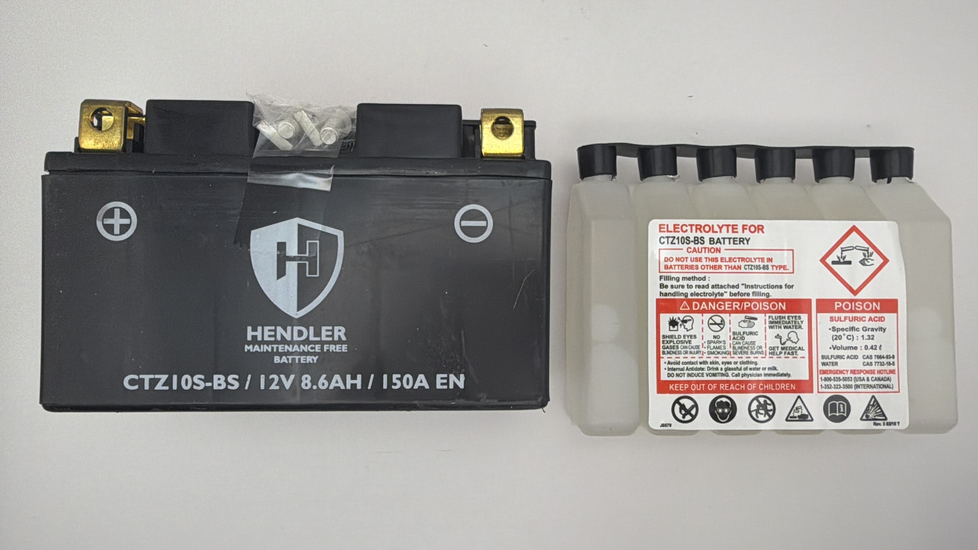 Hendler Battery CTZ10S-BS With Acid Pack 12v 8.6AH CCA:160A L:151mm H:92mm W:87mm