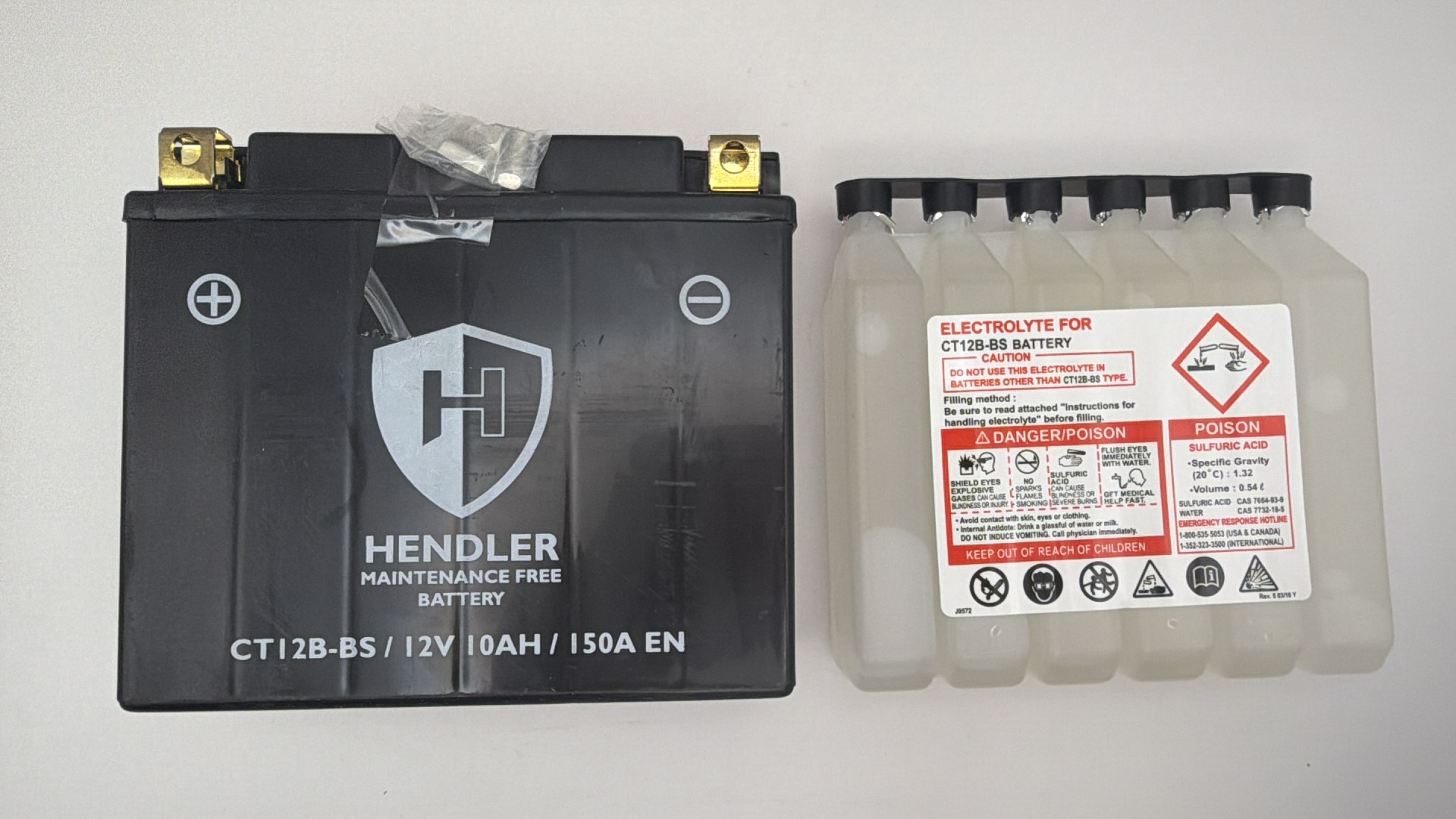 Hendler Battery CT12B-4, CT12B-BS With Acid Pack 12v 10AH CCA:150A L:151mm H:130mm W:69mm