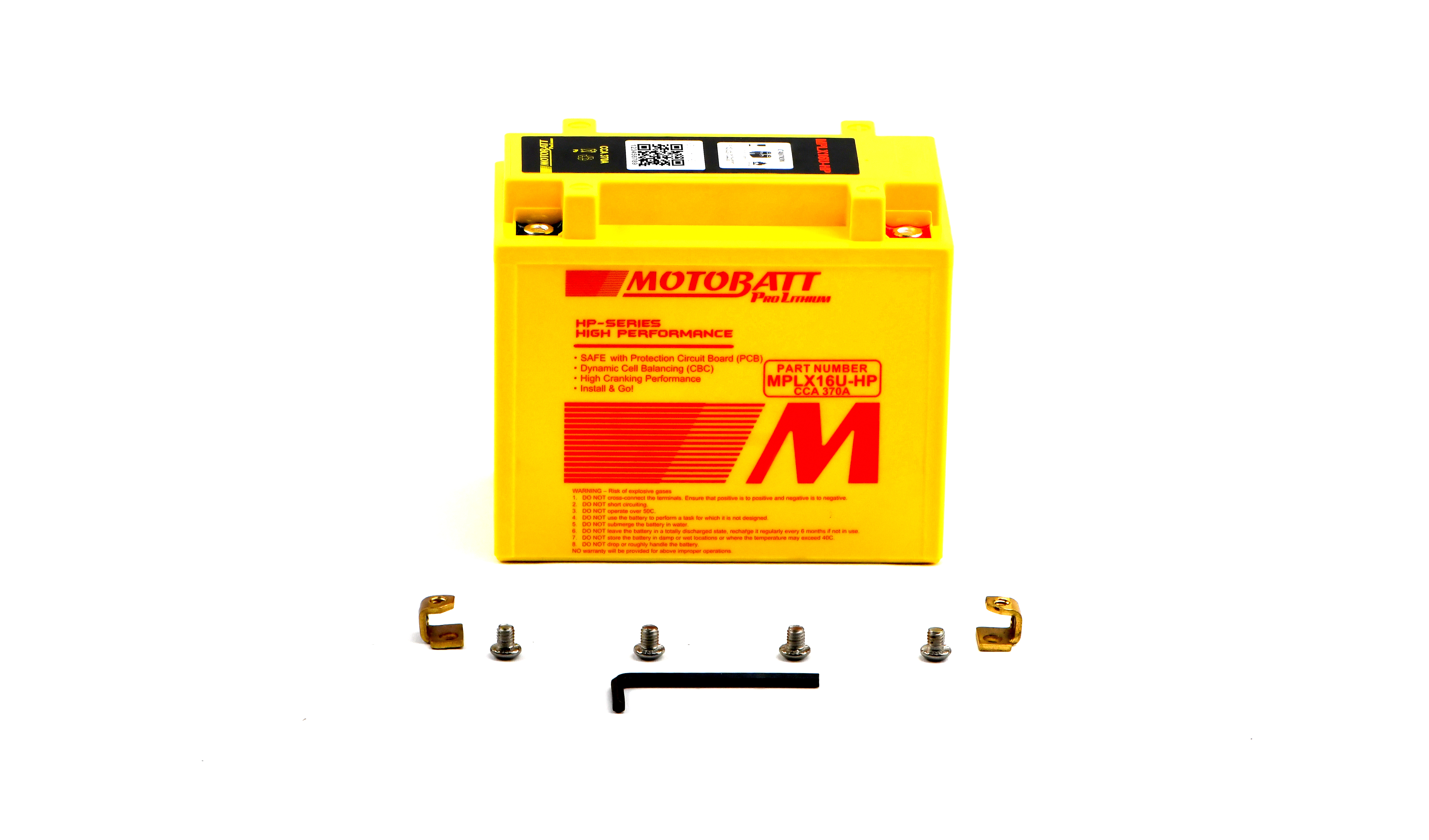 Motobatt Pro Lithium Battery MLX16UHD-HP 12v 10AH CA:600A Wh:128 GYZ16HL, GYZ16H, YTX14-BS, YTX14L-BS, YTX16, YTX16-BS, YTX20A-BS, YTX20CH-BS L:151mm x H:145mm x W:87mm (Also Includes 15mm Bottom Spacer)