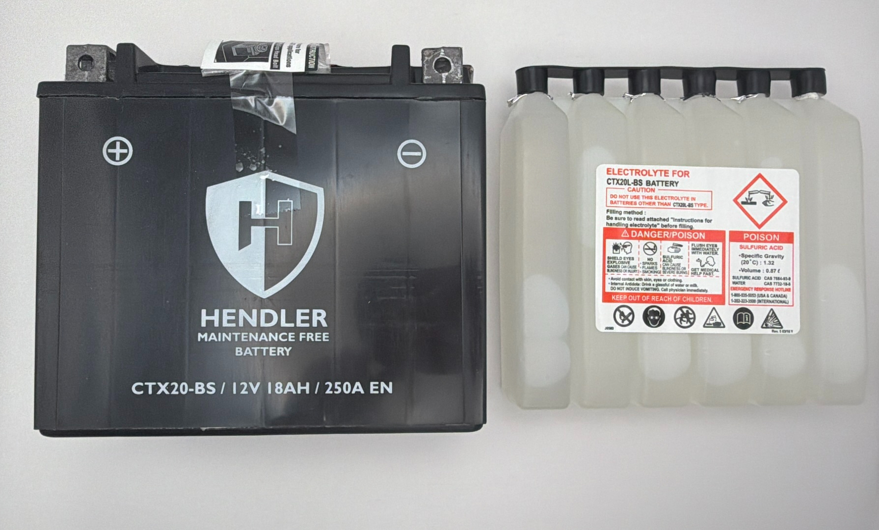 Hendler Battery CTX20-BS, CTX20H-BS With Acid Pack 12v 18AH L:175mm H:154mm W:87mm