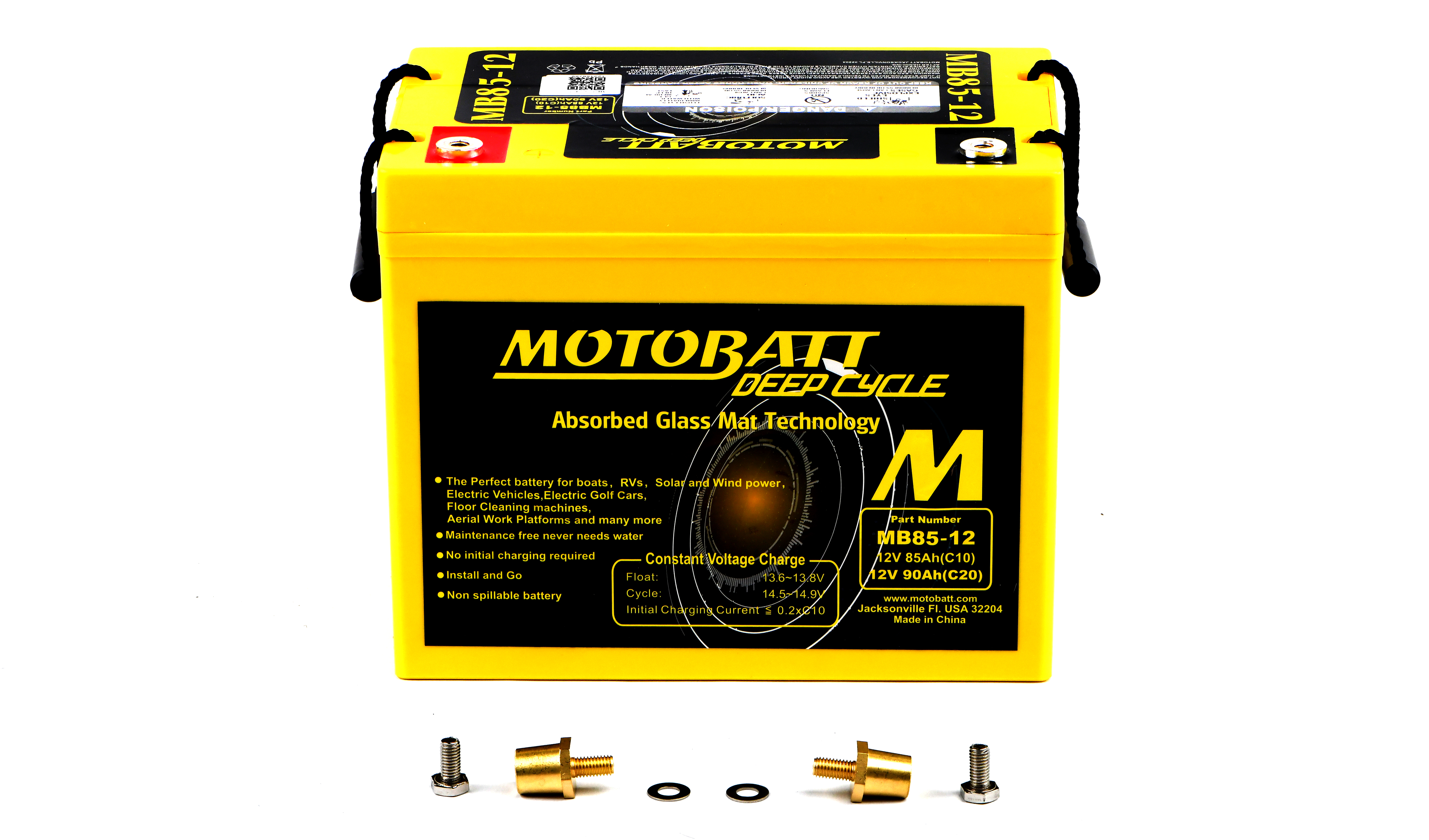 Motobatt Deep Cycle Battery MB90-12 L:260mm x H:210mm x W:170mm (BCI Group 24)