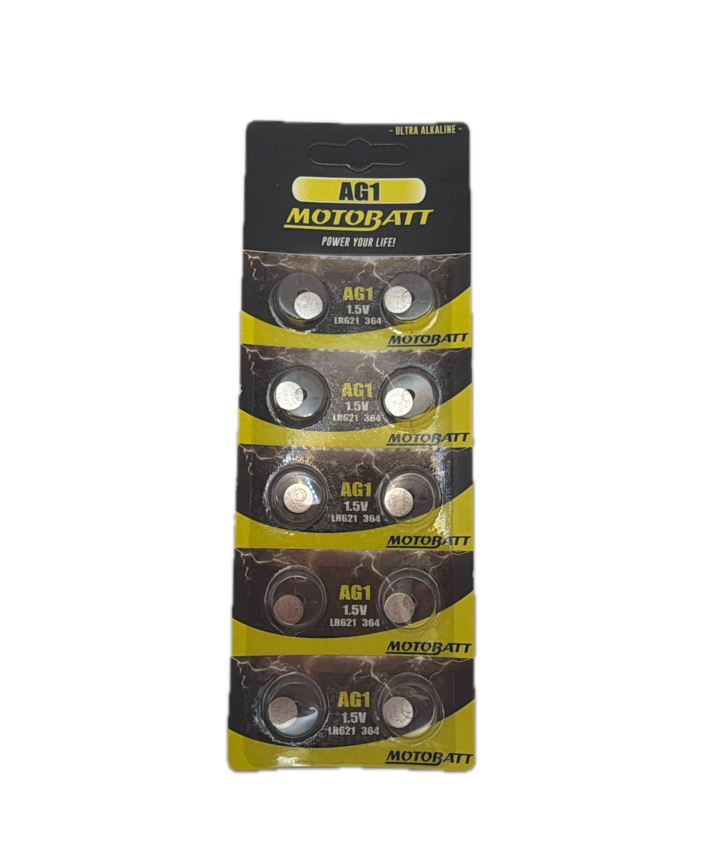 Motobatt AG1, LR621, 364 1.5v 15mAH Alkaline Button Cell Batteries