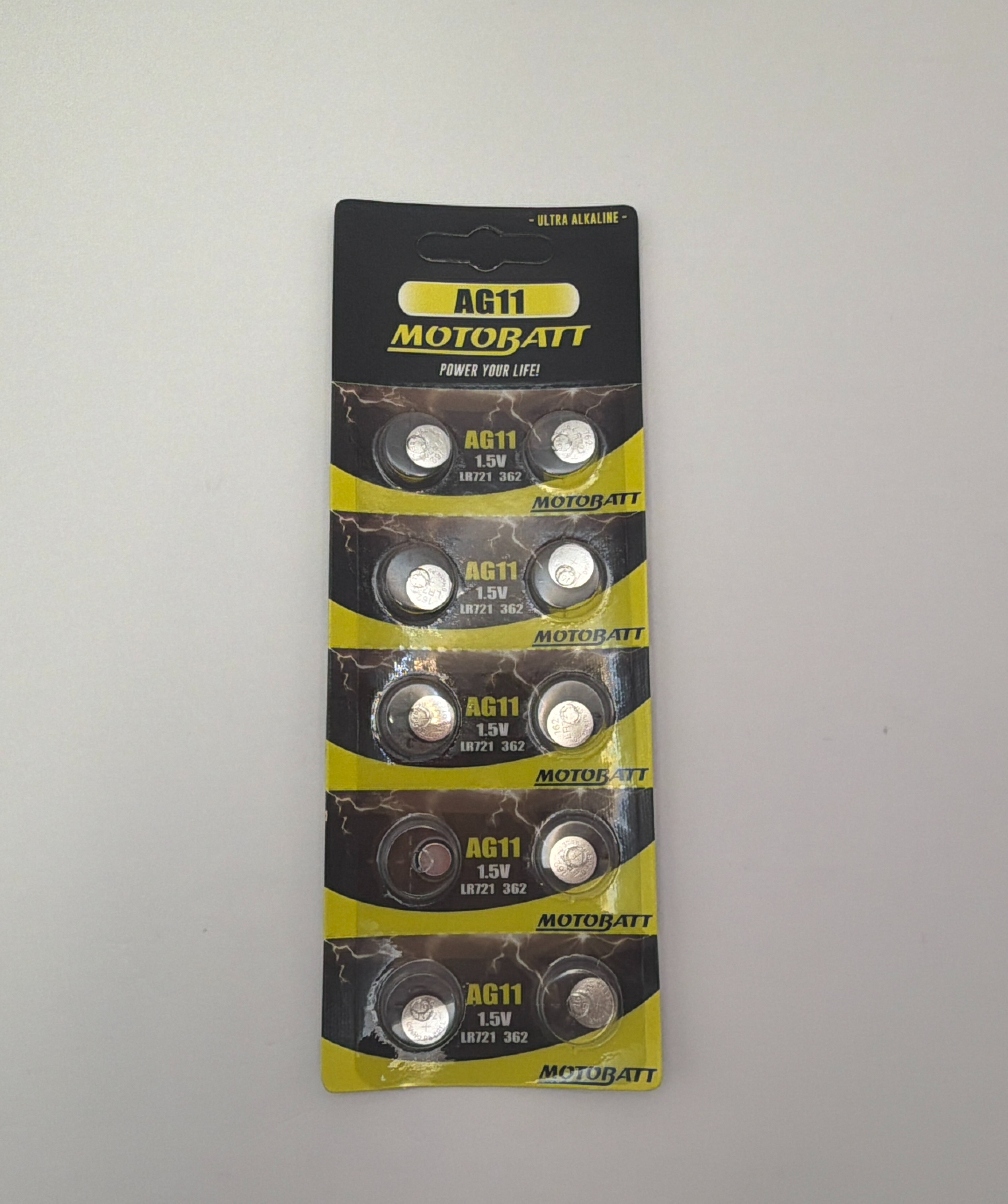 Motobatt AG11, LR721, 361, 362 1.5v 20mAH Alkaline Button Cell Batteries
