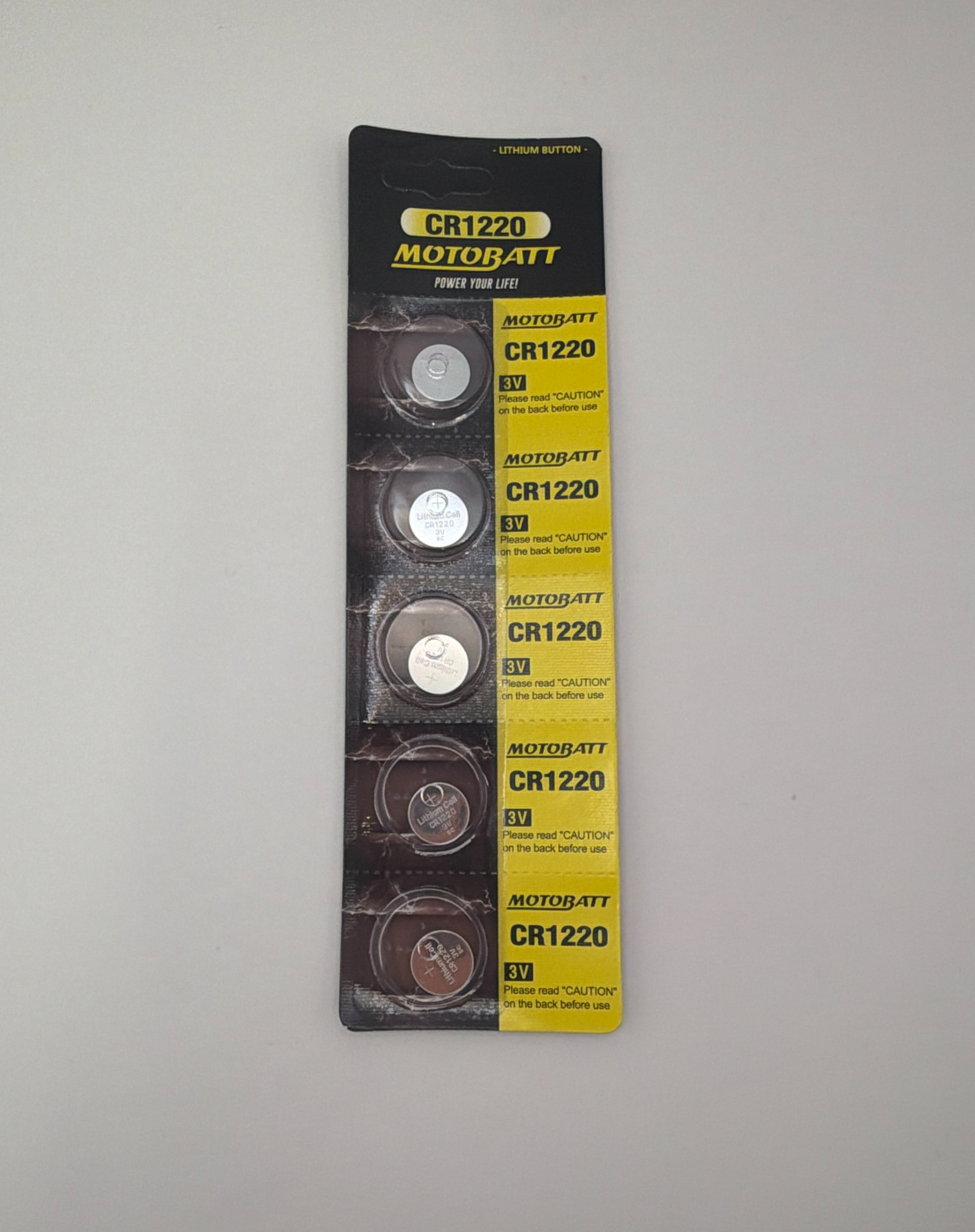 Motobatt CR1220 3.0v 35mAH Lithium Button Cell Batteries