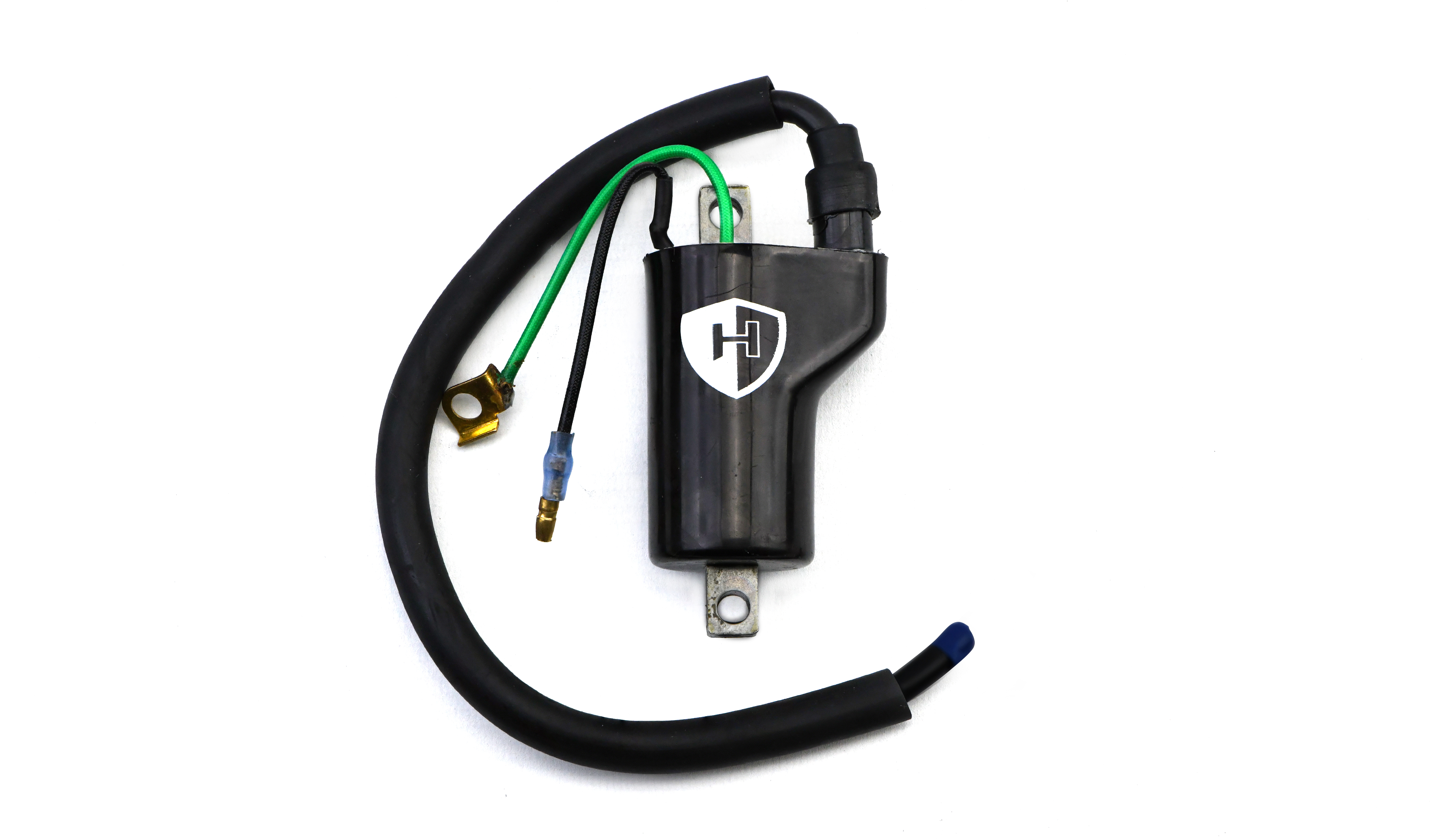 Hendler Ignition Coil 12v CDI Single Lead 2 Terminals Bullet & Earth Ring (90mm Centres) USE 540858H for 80mm (P:0.45Oh, S: 9.65KOh)