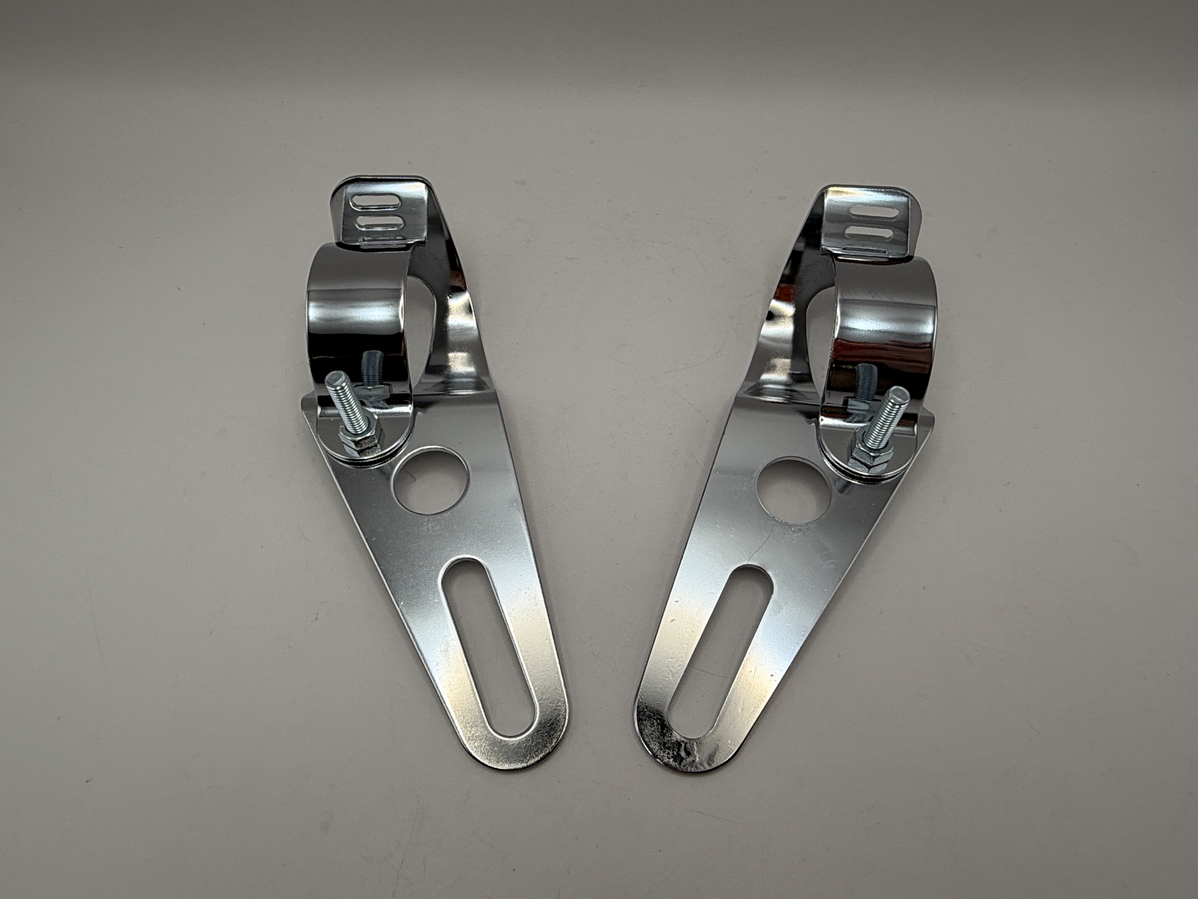 Hendler Headlight Brackets Chrome To Fit 37mm to 42mm Forks
