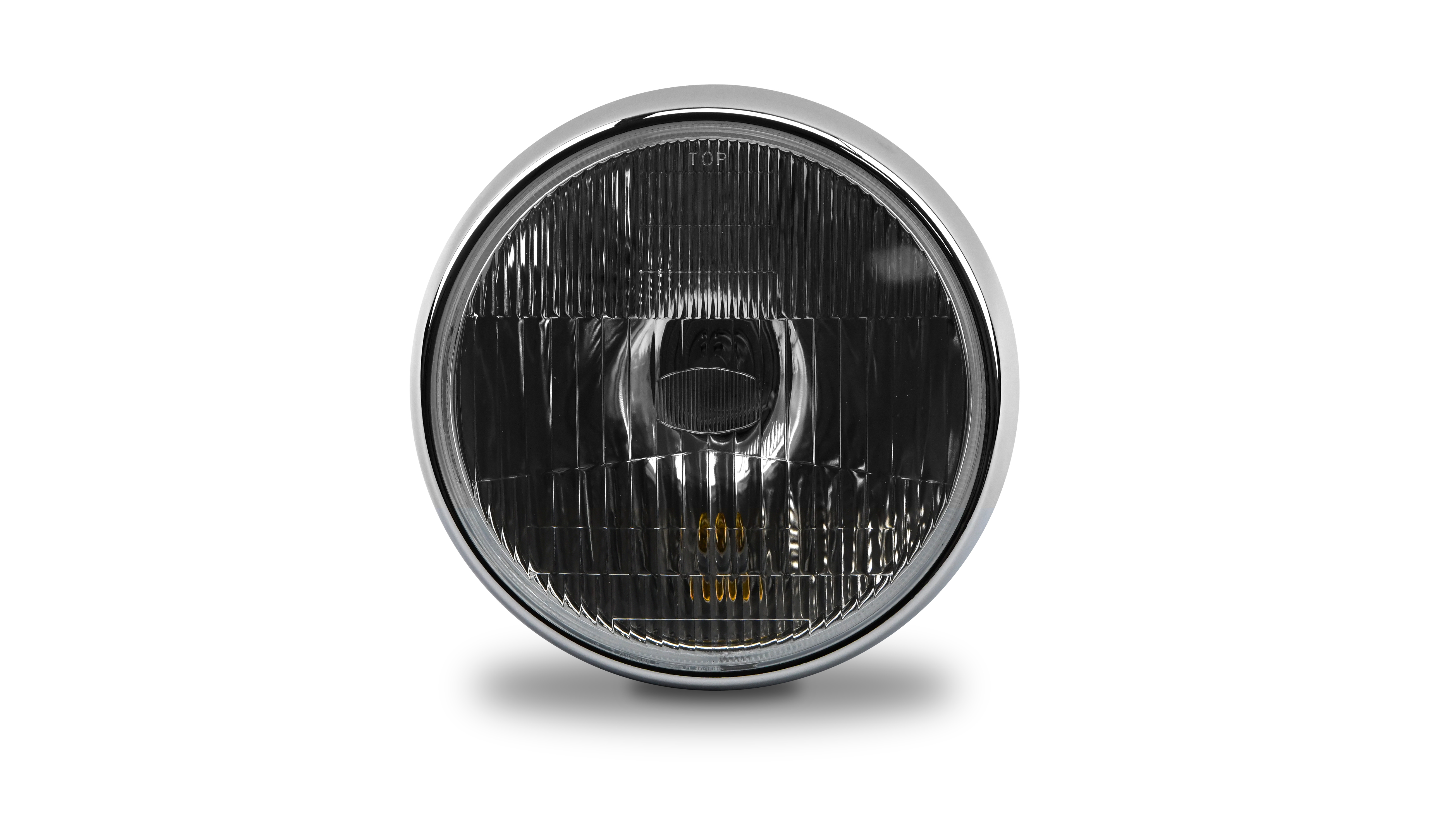 Hendler Headlight Round Chrome Rim & Satin Black Bowl Back 7''